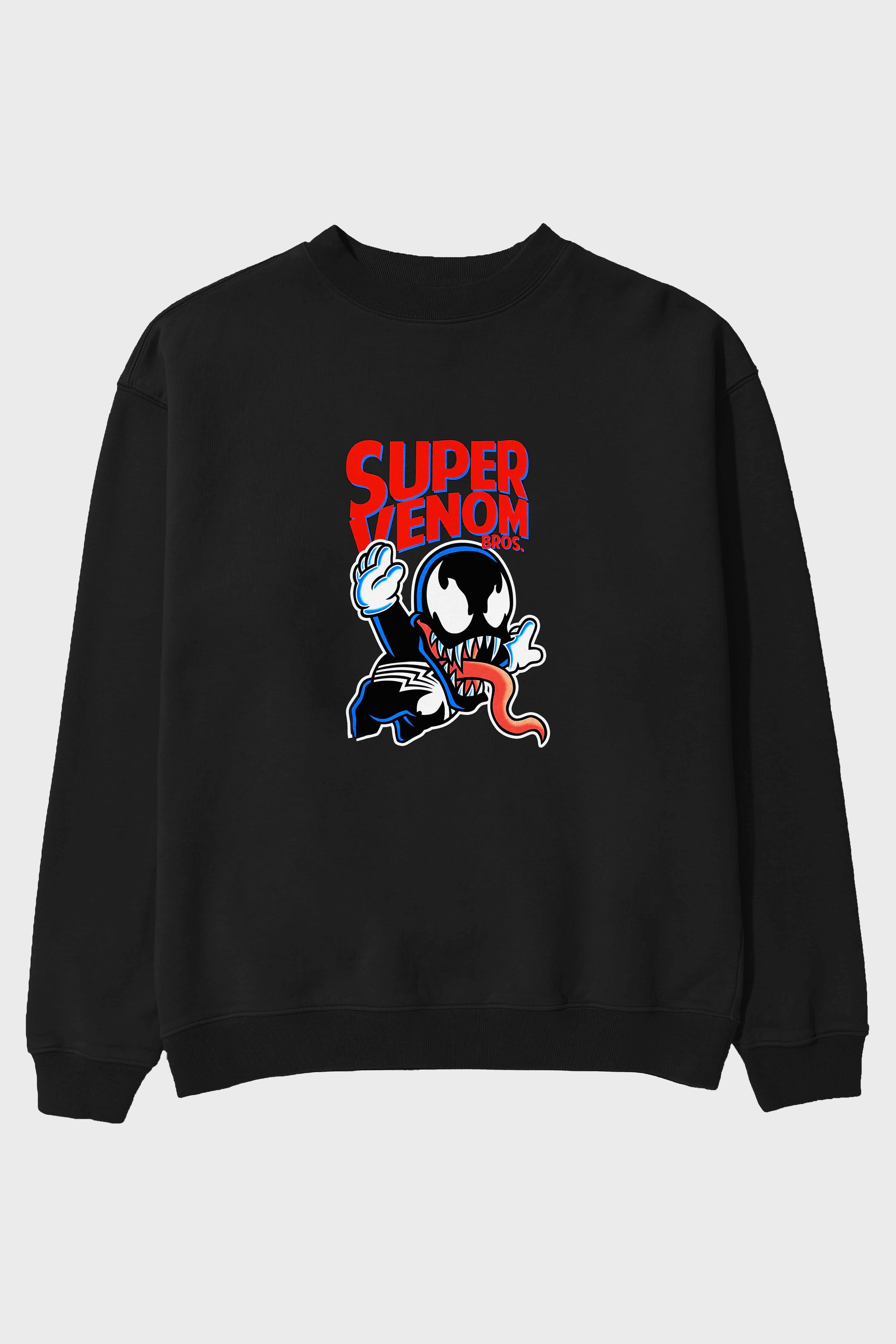 Super Venom Ön Baskılı Oversize Sweatshirt Erkek Kadın Unisex