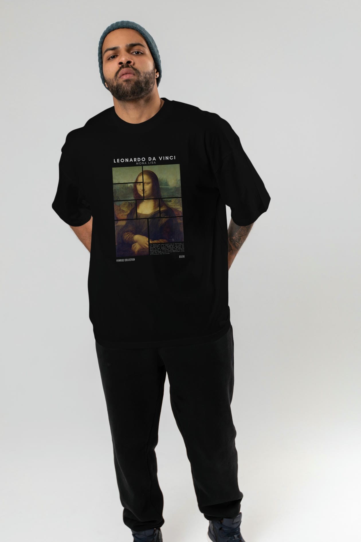 Leonardo Da Vinci Mona Lisa ön Baskılı Oversize t-shirt Erkek Kadın Bisiklet Yaka Pamuk tişort