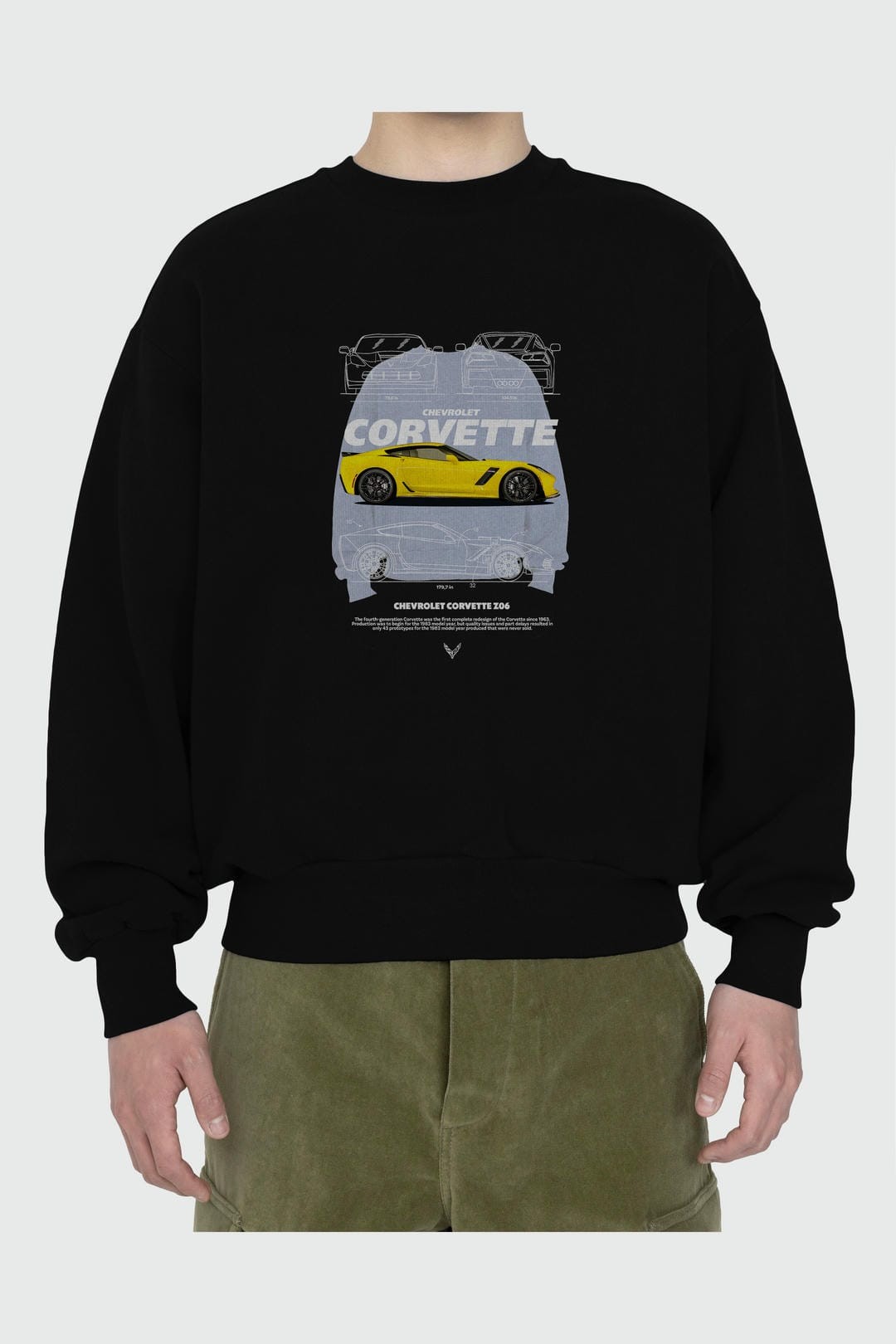 Chevrolet CORVETTE Ön Baskılı Anime Oversize Sweatshirt Erkek Kadın Unisex