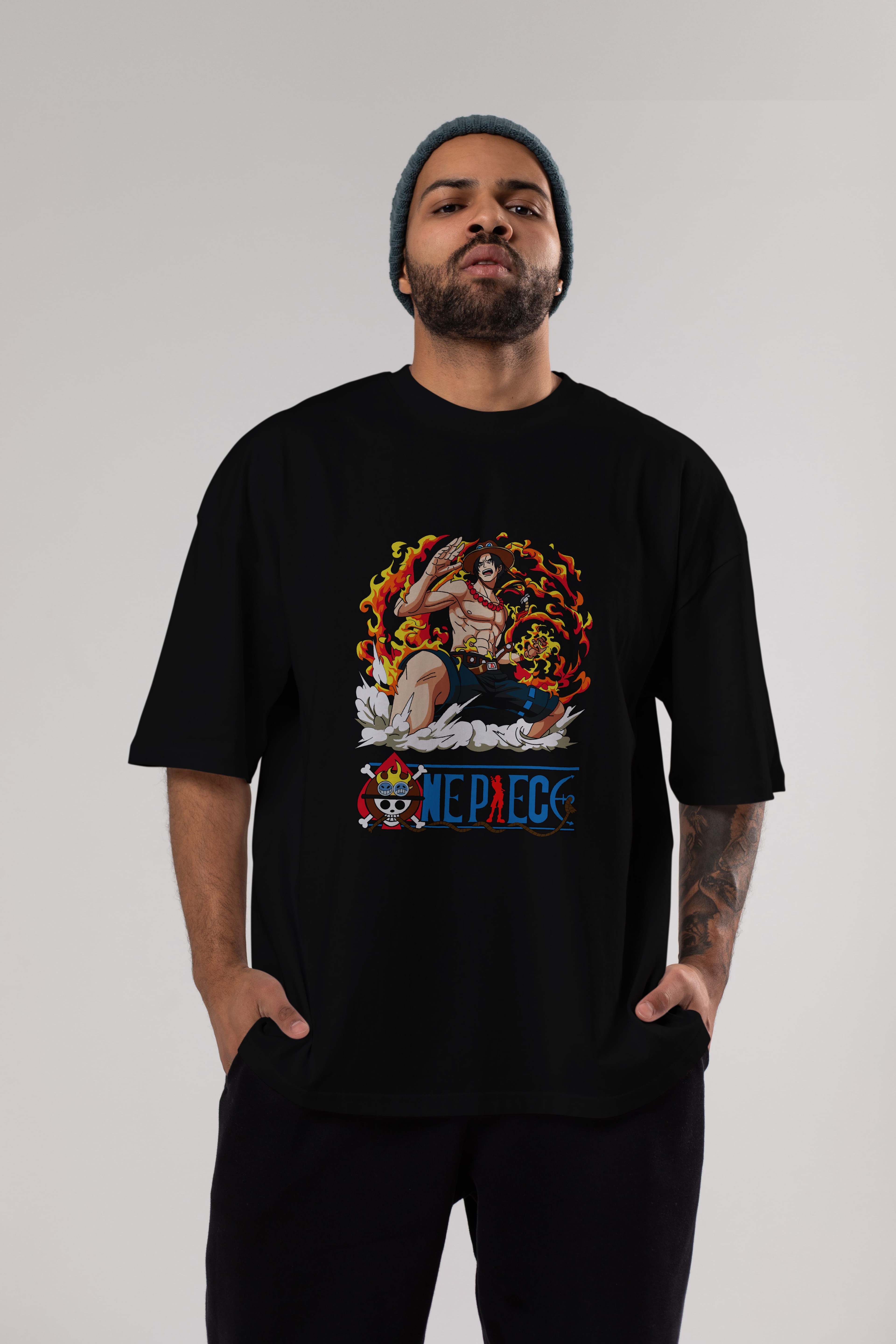 One Piece Anime Ön Baskılı Oversize t-shirt Erkek Kadın Unisex