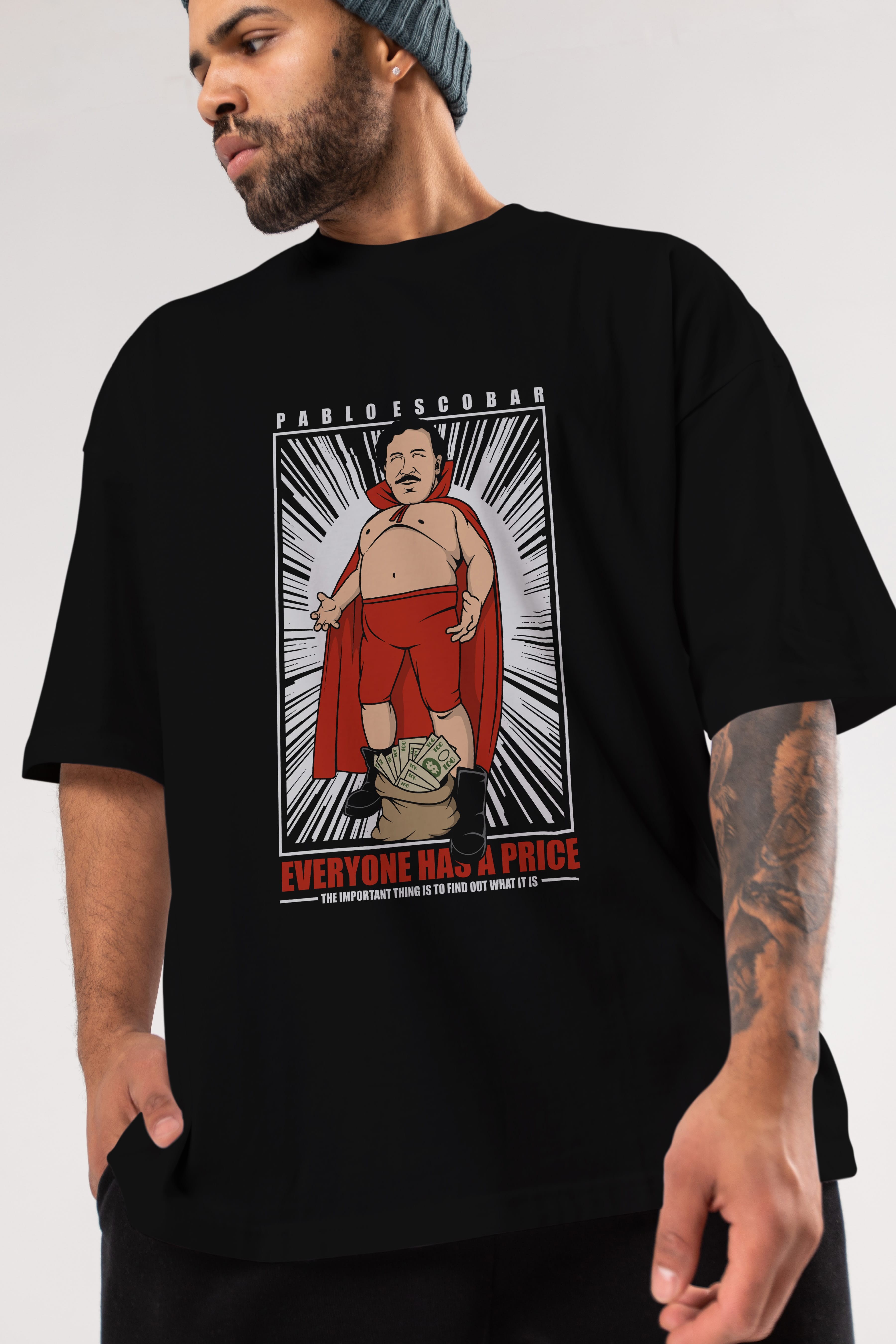 Pablo Escobar Luchador Ön Baskılı Oversize t-shirt Erkek Kadın Unisex %100 Pamuk tişort