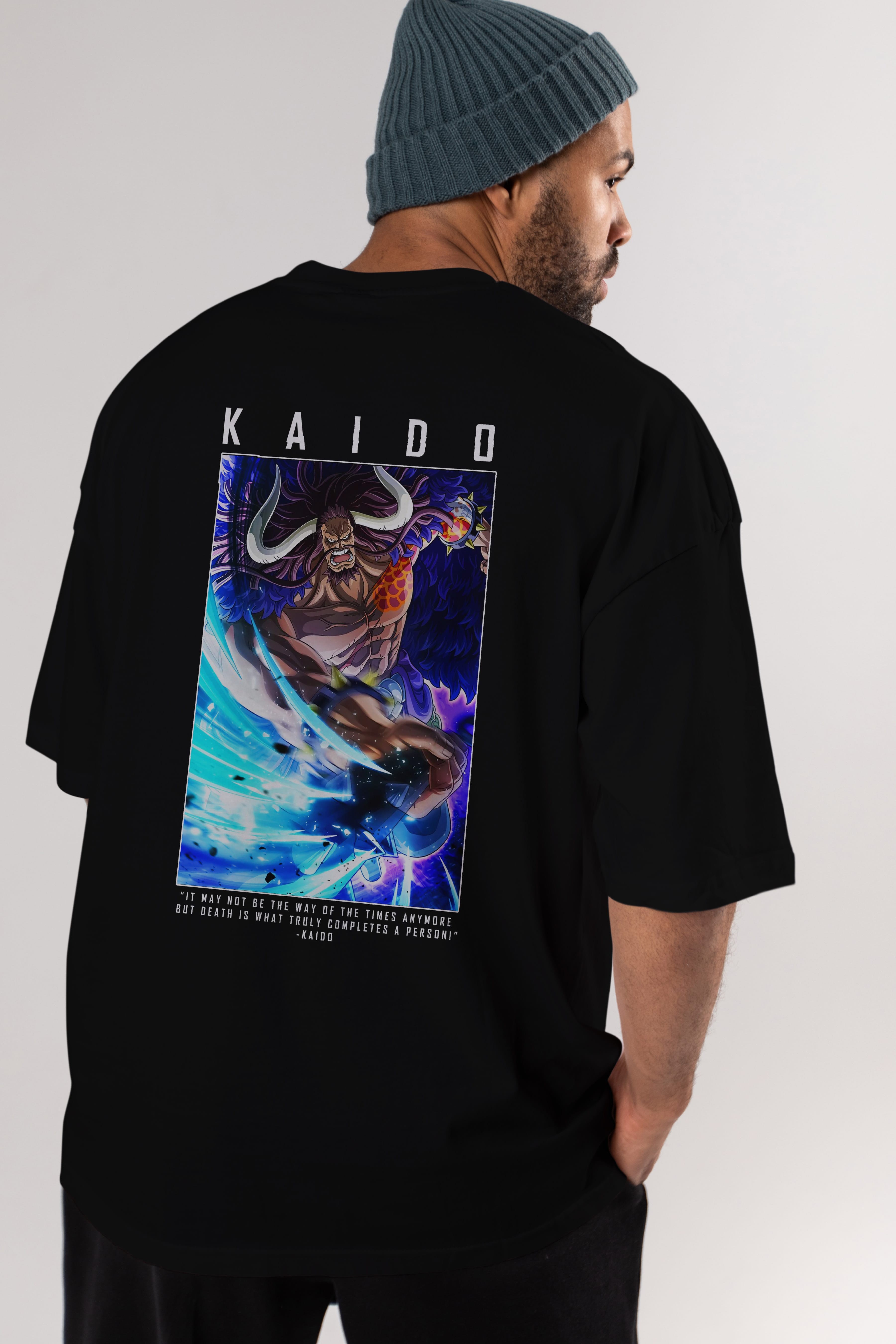 Kaido 2 Anime Arka Baskılı Oversize t-shirt Erkek Kadın Unisex %100 pamuk tişort