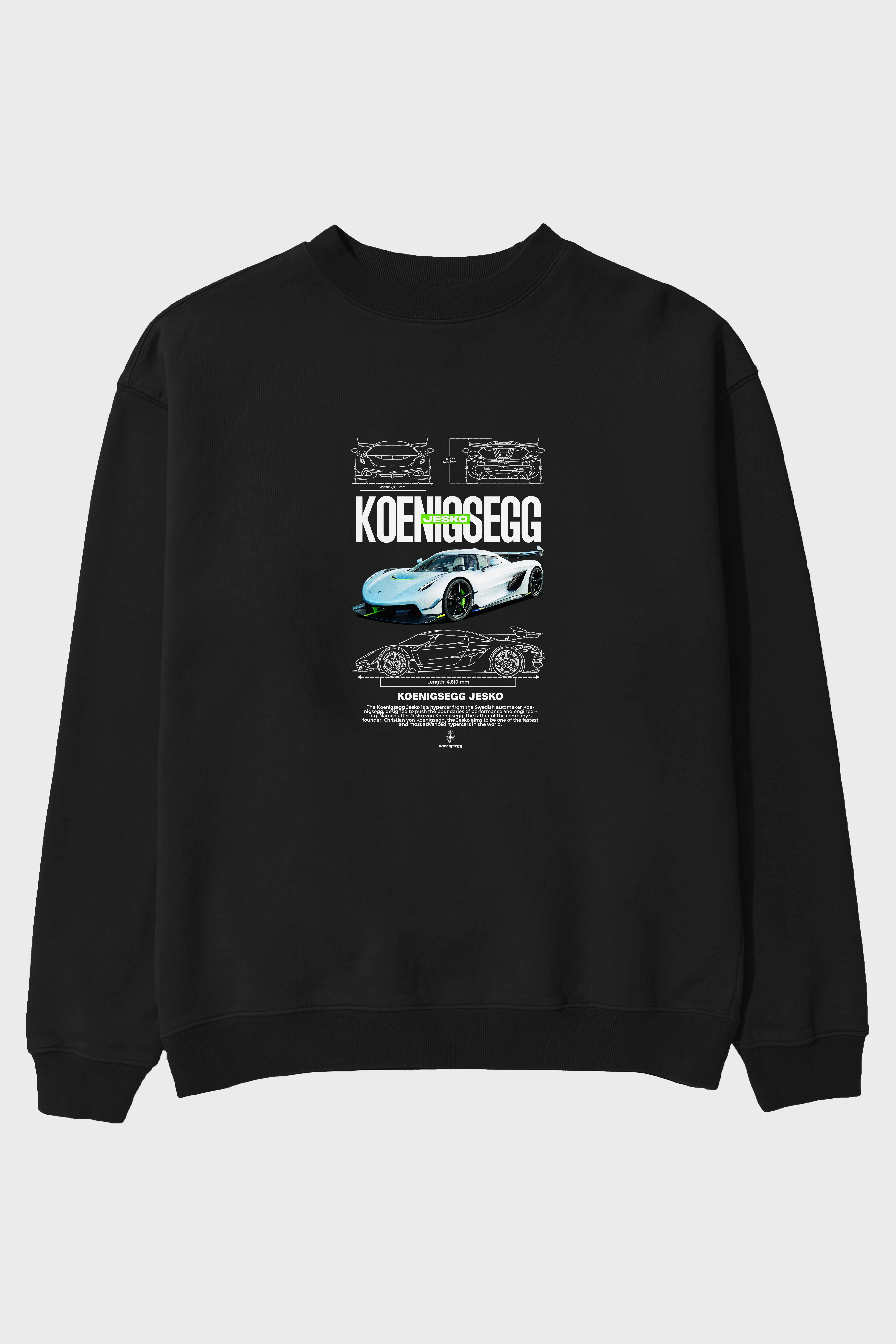 KOENIGSEGG JESKO Ön Baskılı Anime Oversize Sweatshirt Erkek Kadın Unisex