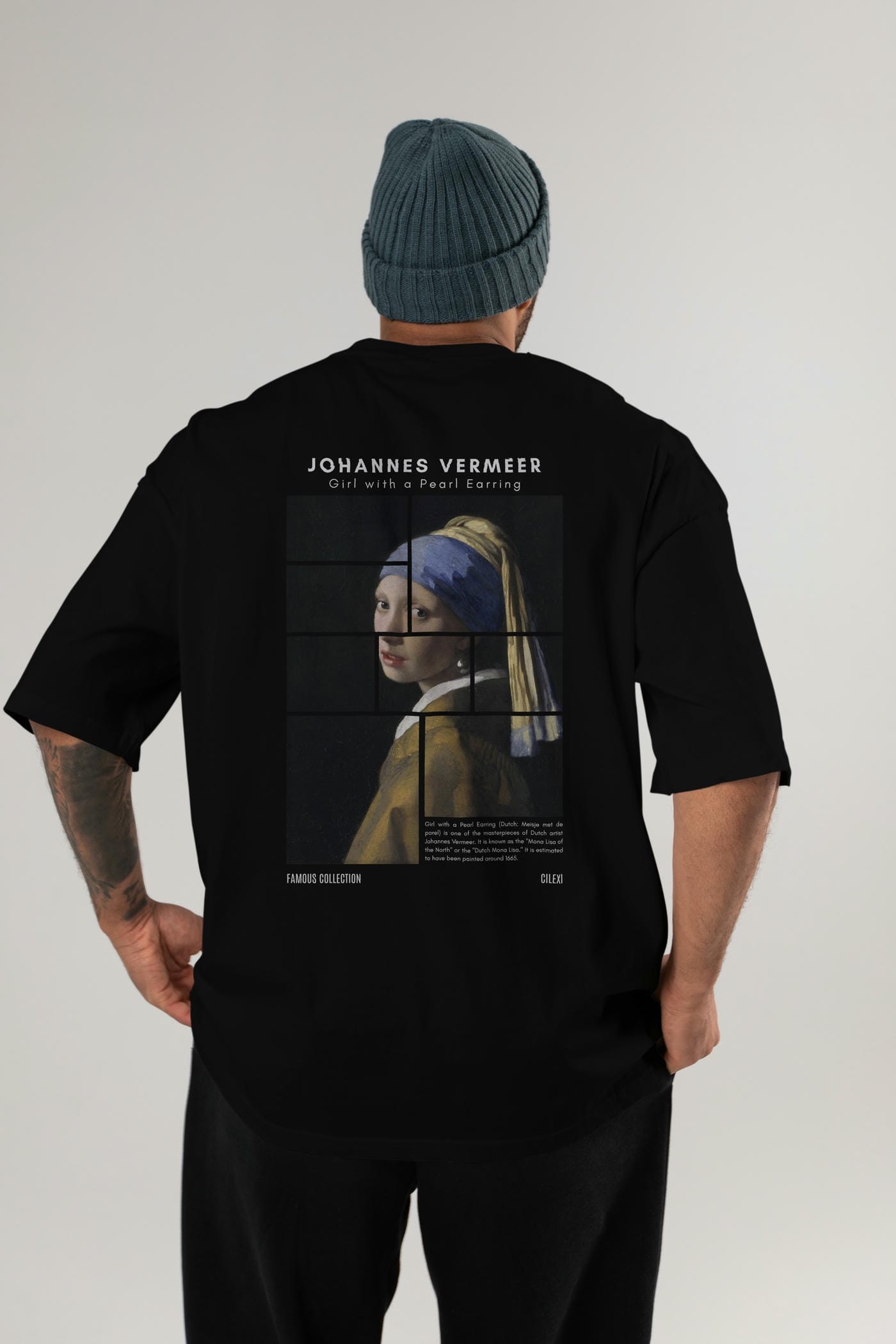 Johannes Vermeer Arka Baskılı Oversize t-shirt Erkek Kadın Bisiklet Yaka Pamuk tişort
