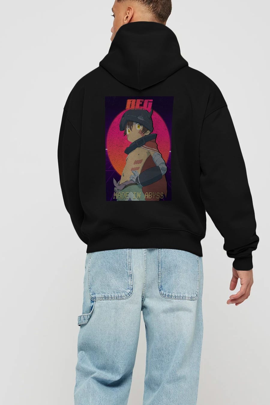 Reg 7 Anime Arka Baskılı Hoodie Oversize Kapüşonlu Sweatshirt Erkek Kadın Unisex