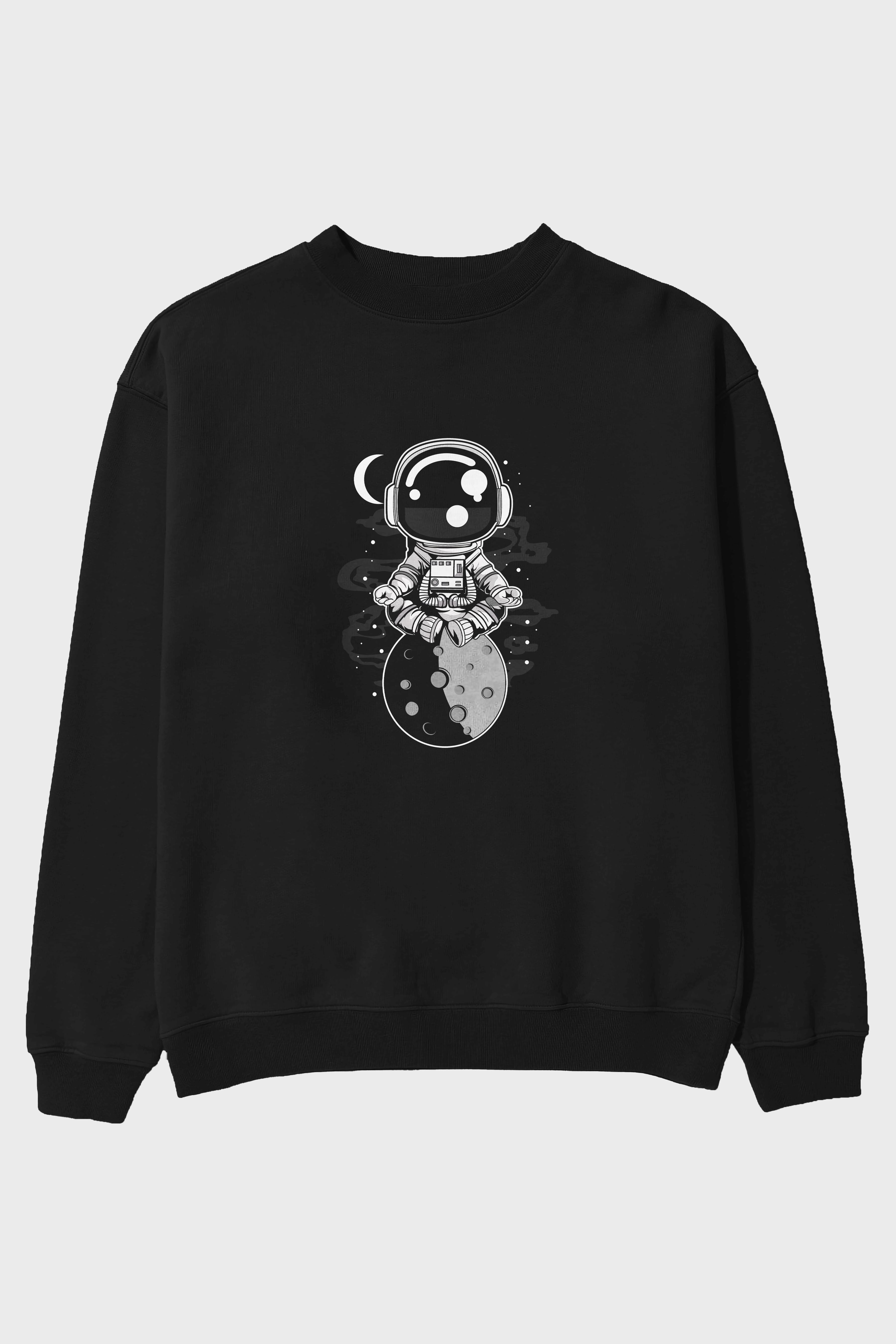 Astronaut Yoga Ön Baskılı Oversize Sweatshirt Erkek Kadın Unisex