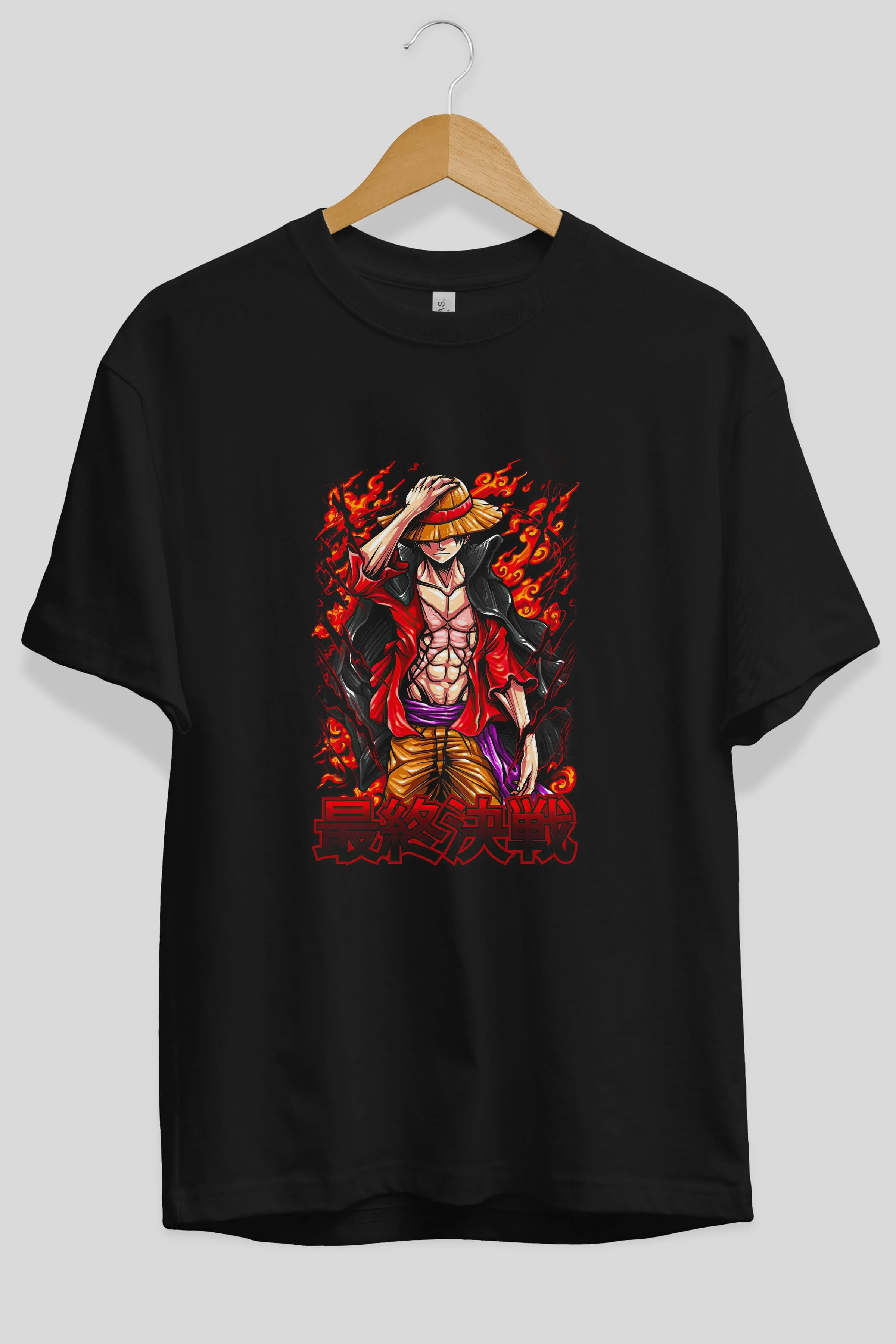 MONKEY D. LUFFY (3) Anime Ön Baskılı Oversize t-shirt %100 pamuk Erkek Kadın Unisex