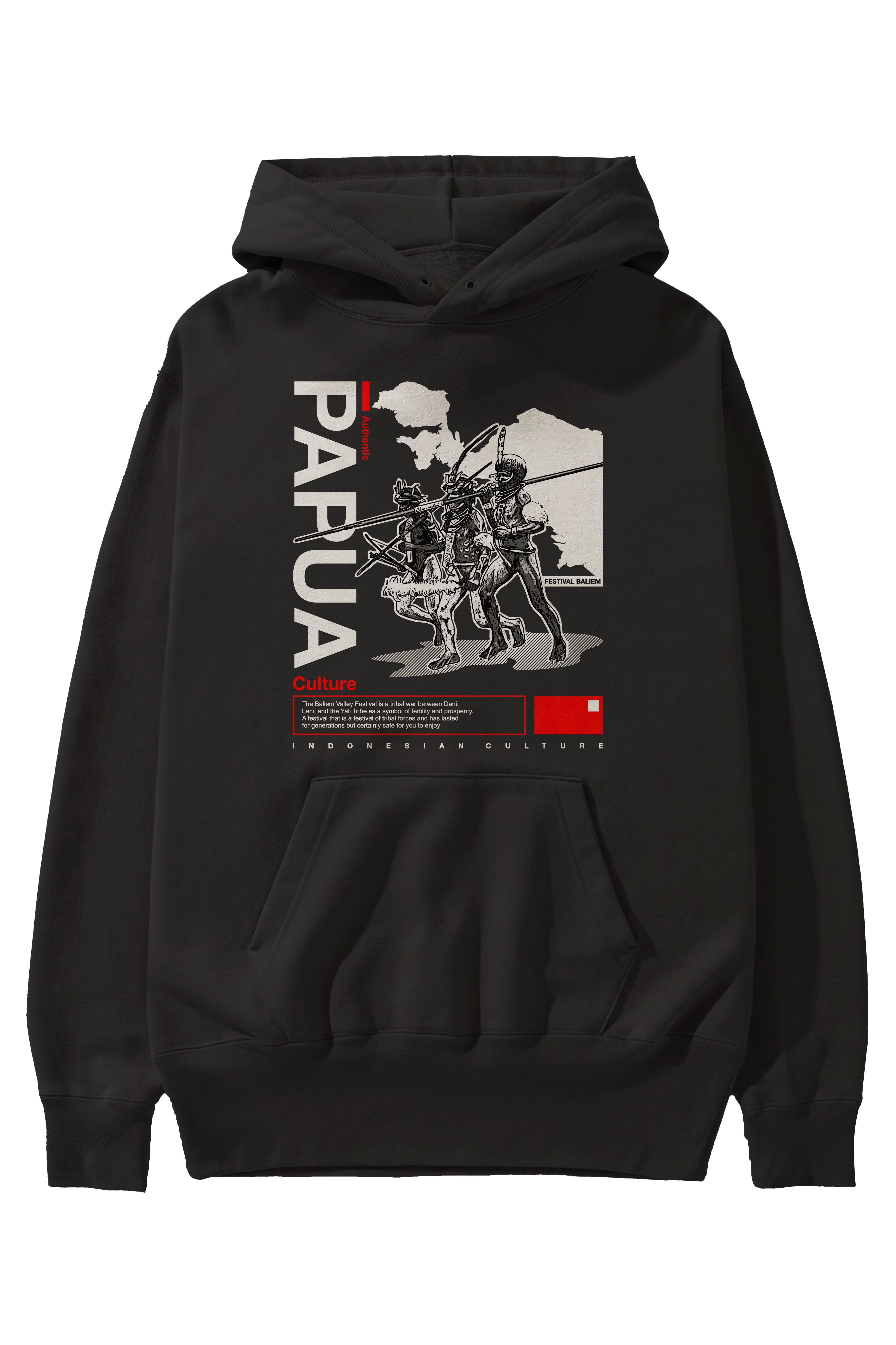 Papua Culture Ön Baskılı Hoodie Oversize Kapüşonlu Sweatshirt Erkek Kadın Unisex