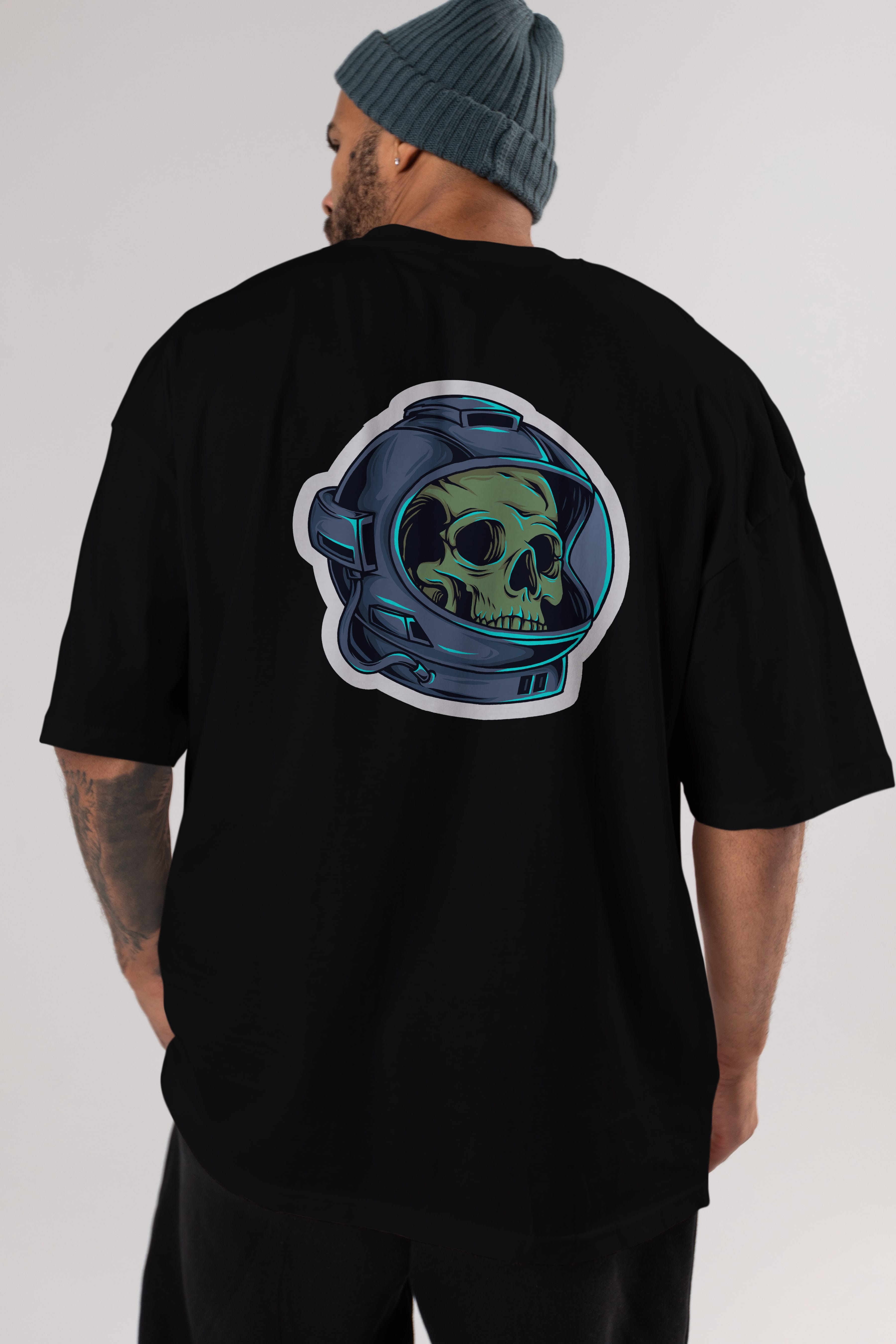 Astroskull Sticker Arka Baskılı Oversize t-shirt Erkek Kadın Unisex