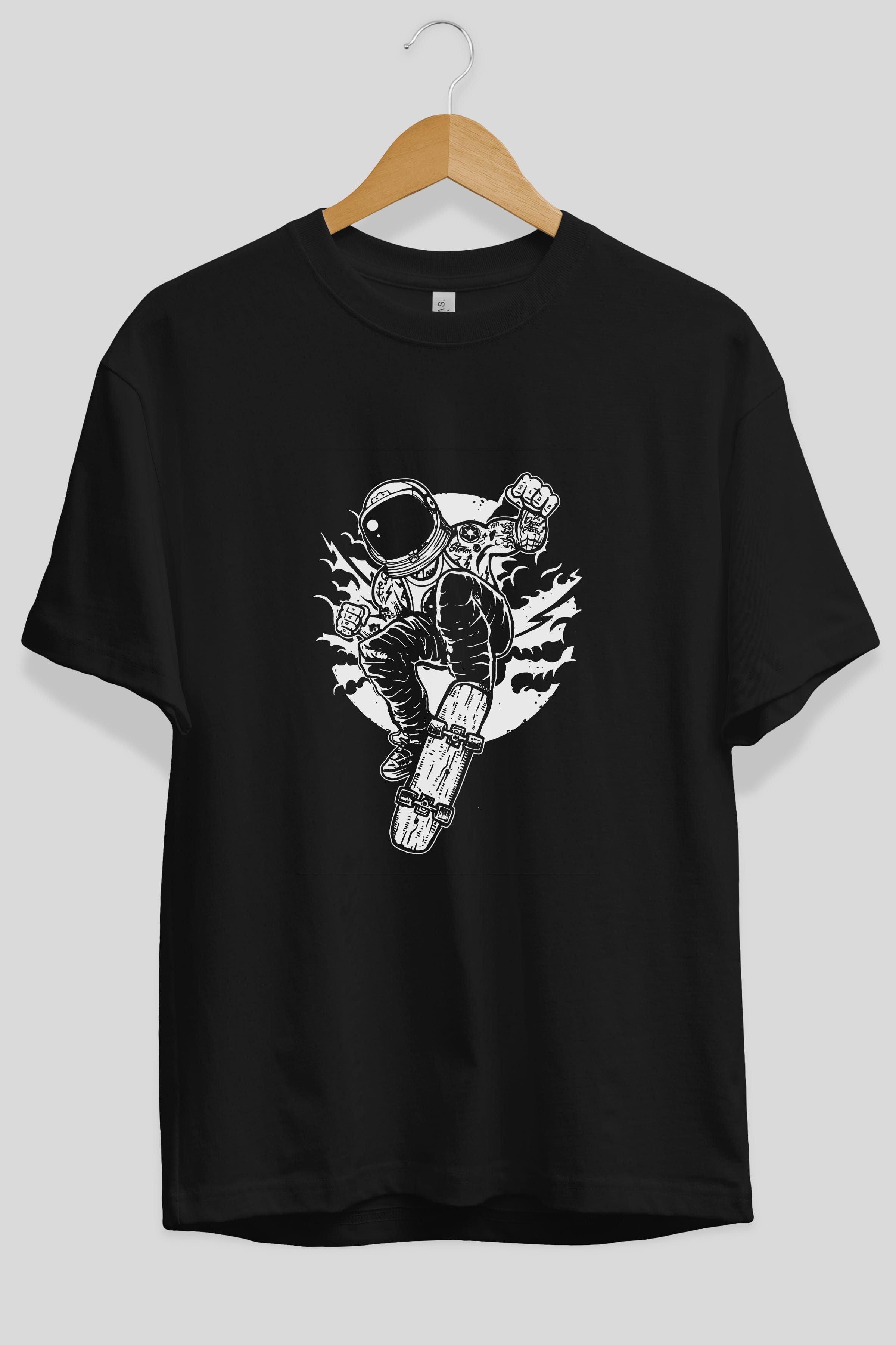 Space Skater Ön Baskılı Oversize t-shirt Erkek Kadın Unisex %100 Pamuk tişort