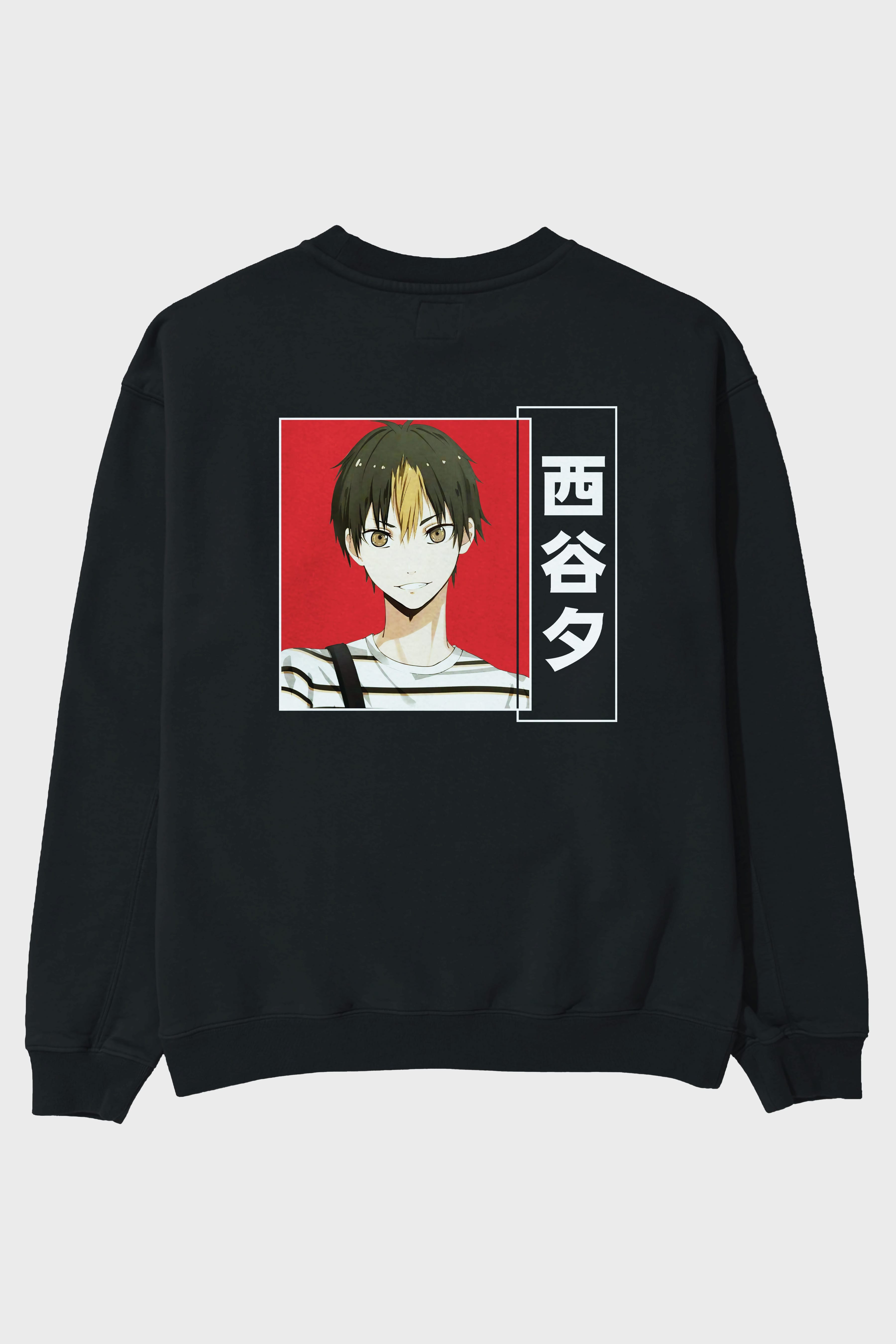 Yuu Nishinoya 1 Anime Arka Baskılı Oversize Sweatshirt Erkek Kadın Unisex