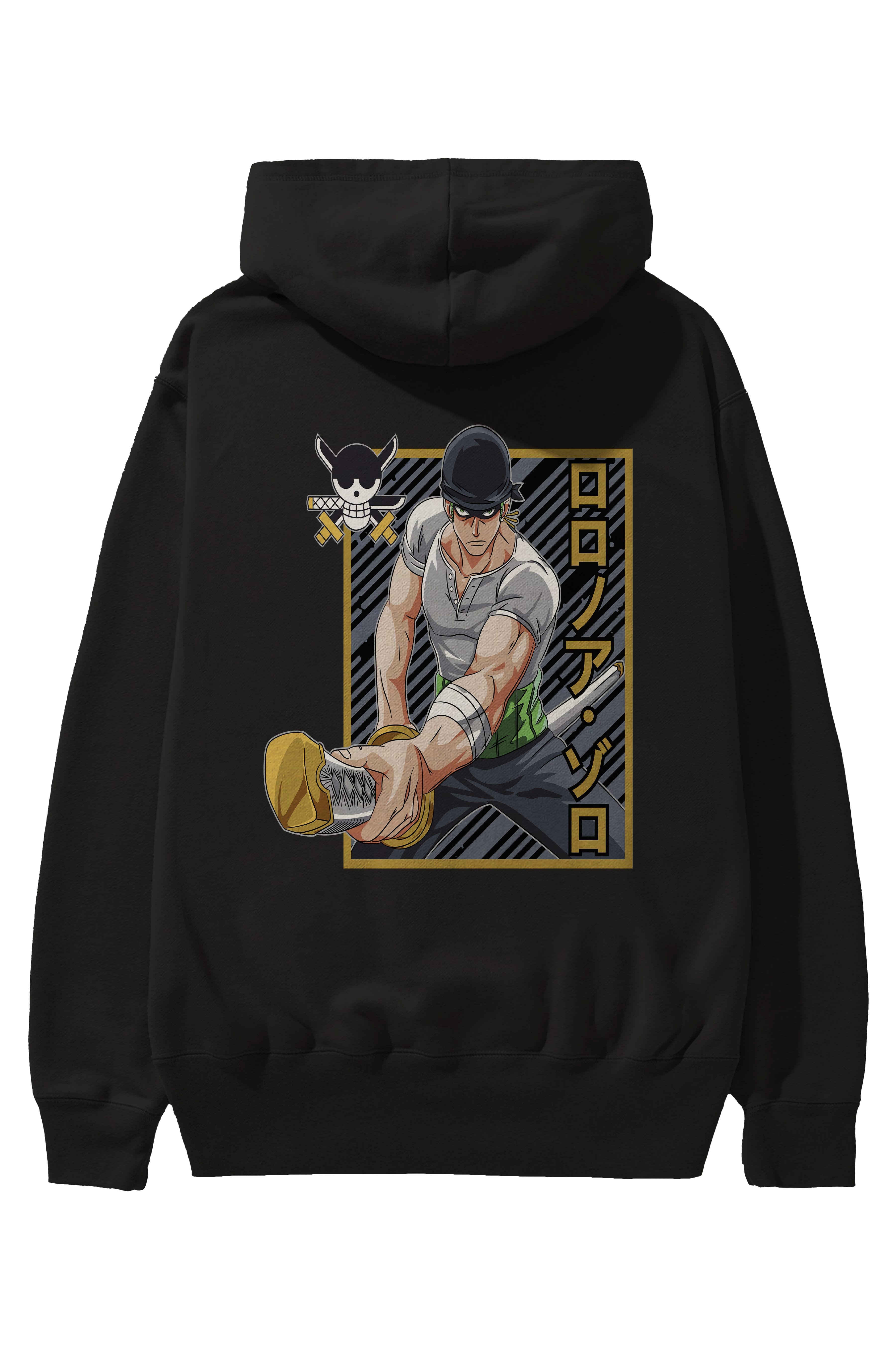 RORONOA ZORO Anime Arka Baskılı Hoodie Oversize Kapüşonlu Sweatshirt Erkek Kadın Unisex