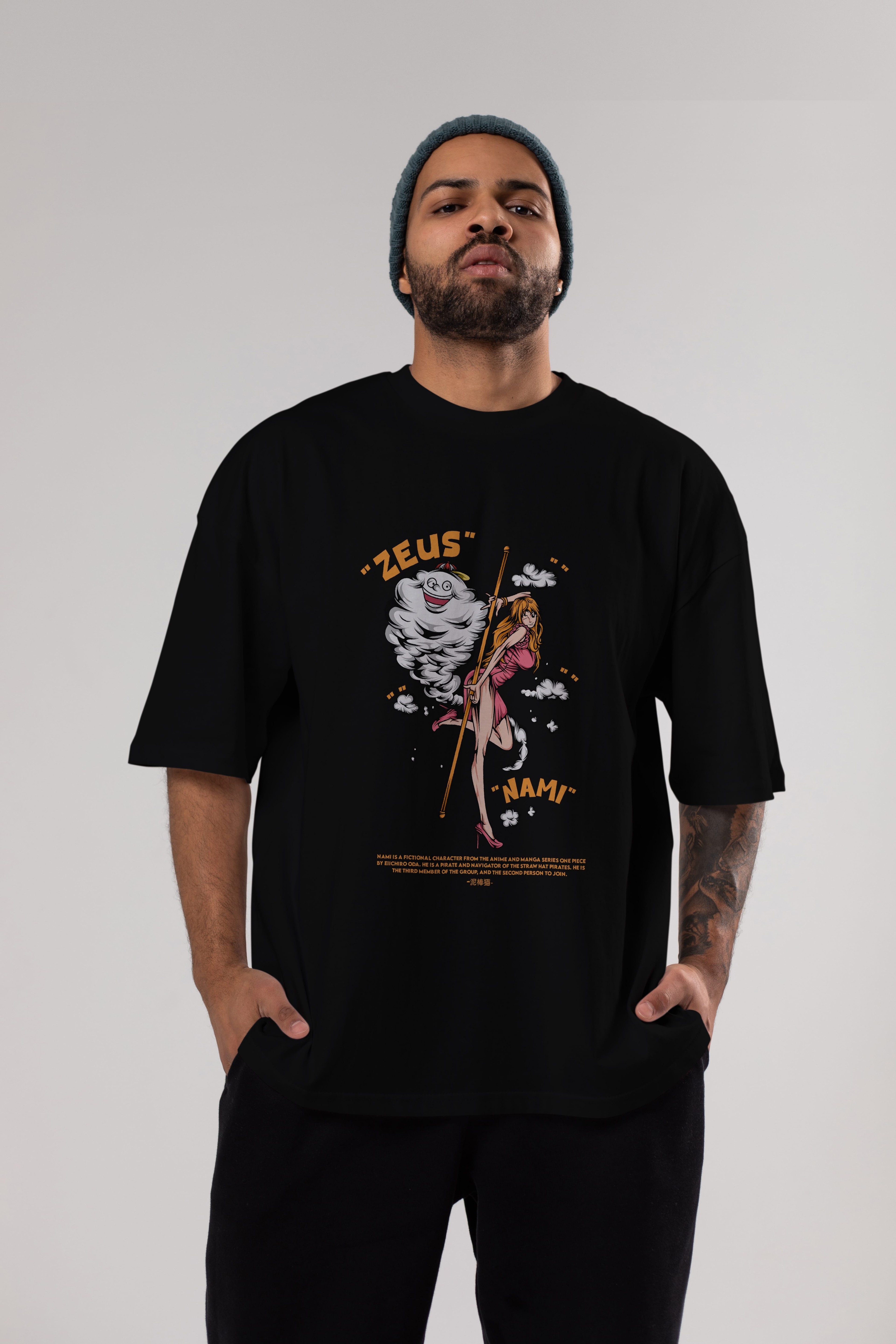 Zeus Nami Anime Ön Baskılı Oversize t-shirt %100 pamuk Erkek Kadın Unisex
