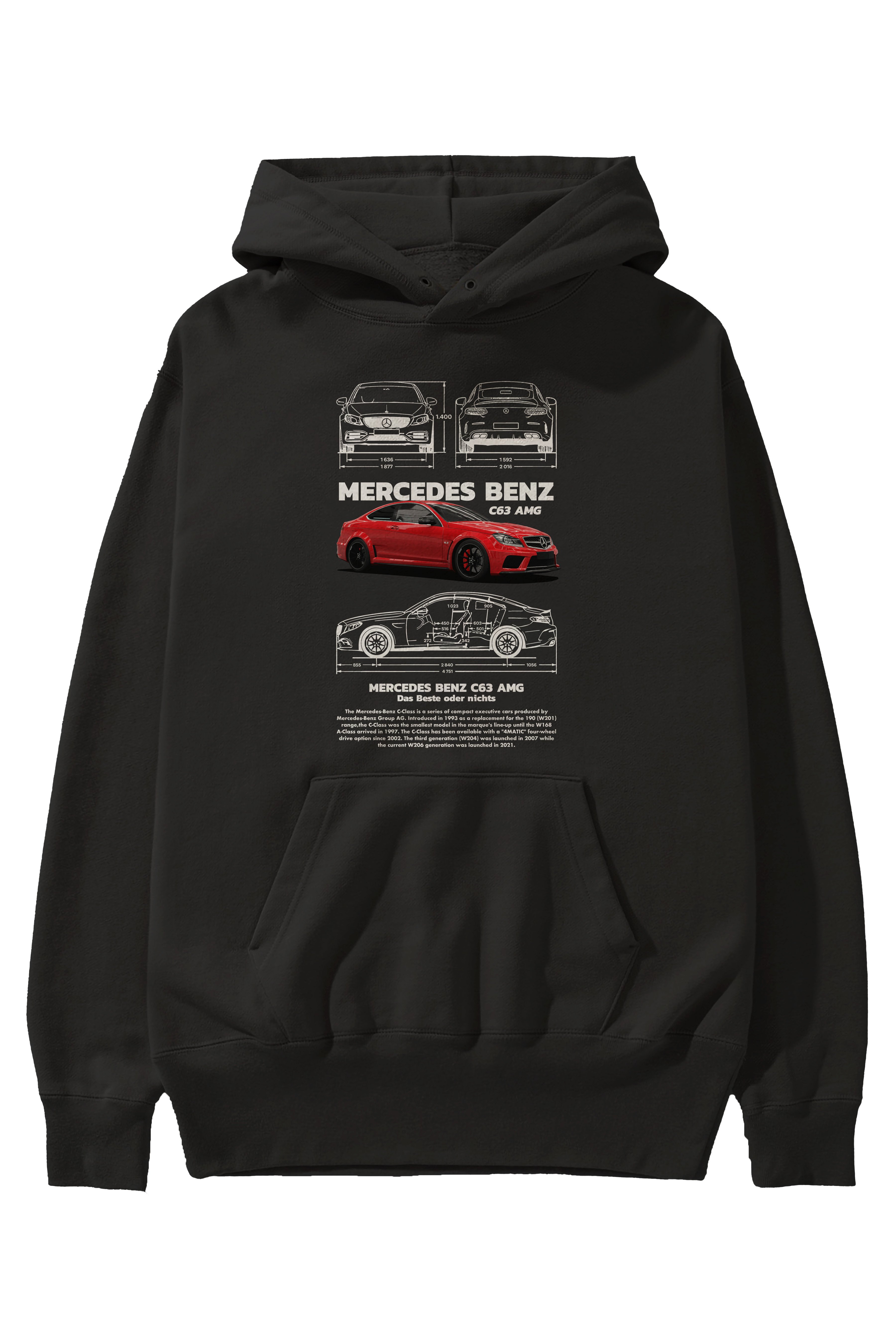 MERCEDES BENZ C 63 Ön Baskılı Hoodie Oversize Kapüşonlu Sweatshirt Erkek Kadın Unisex