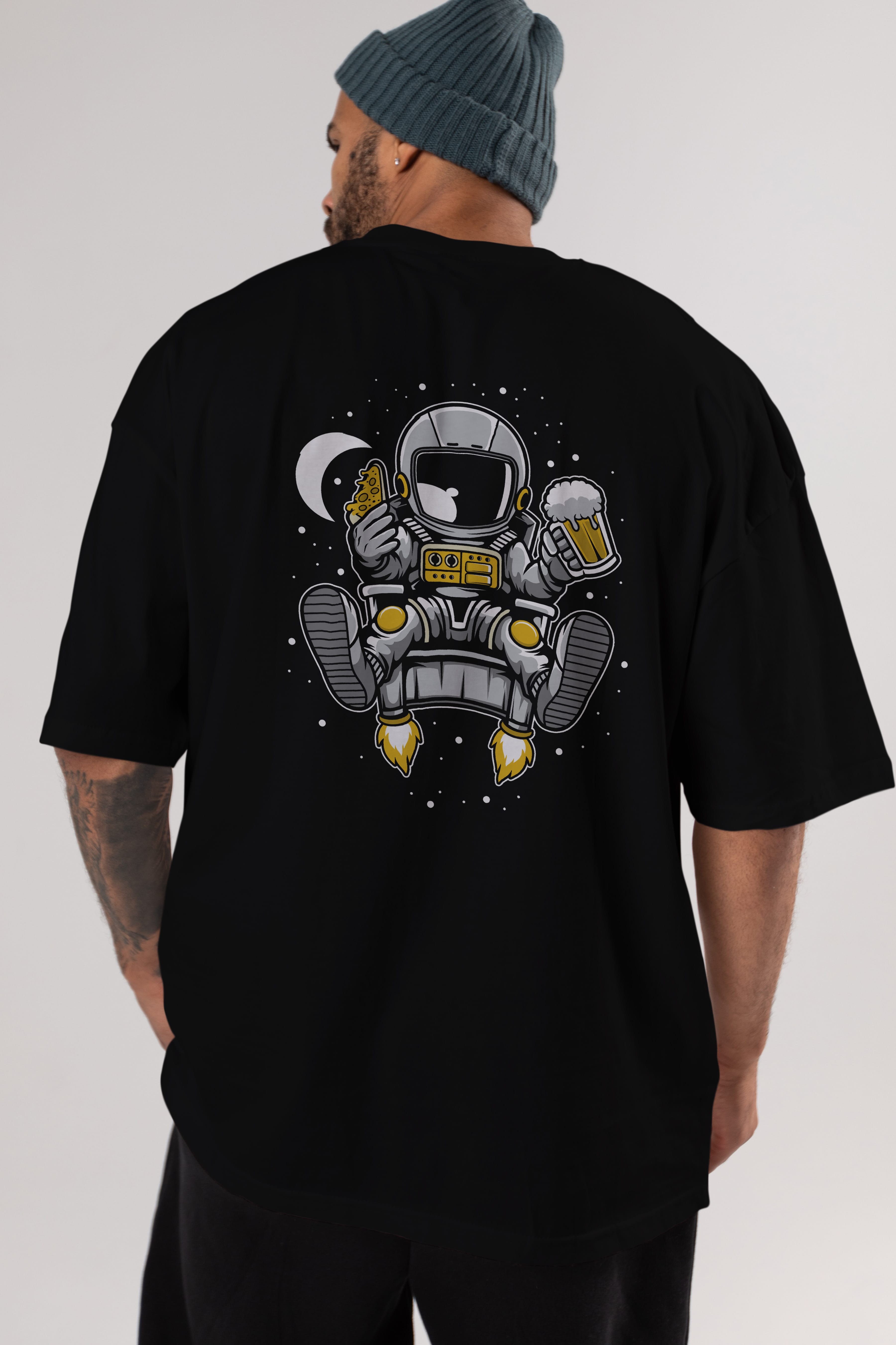 Astronaut Relax (2) Arka Baskılı Oversize t-shirt Erkek Kadın Unisex