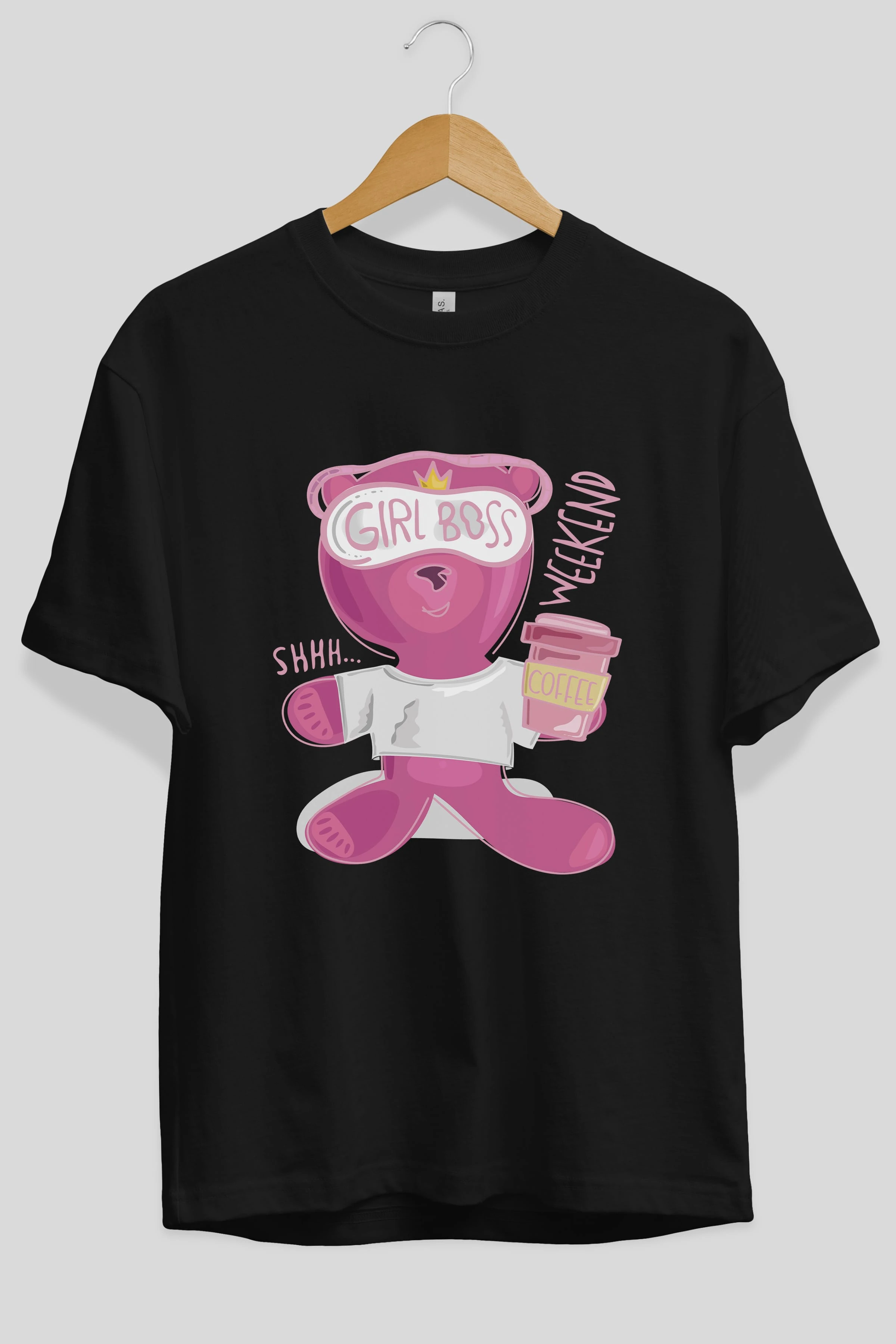 Girl Boss Bear Ön Baskılı Oversize t-shirt Erkek Kadın Unisex