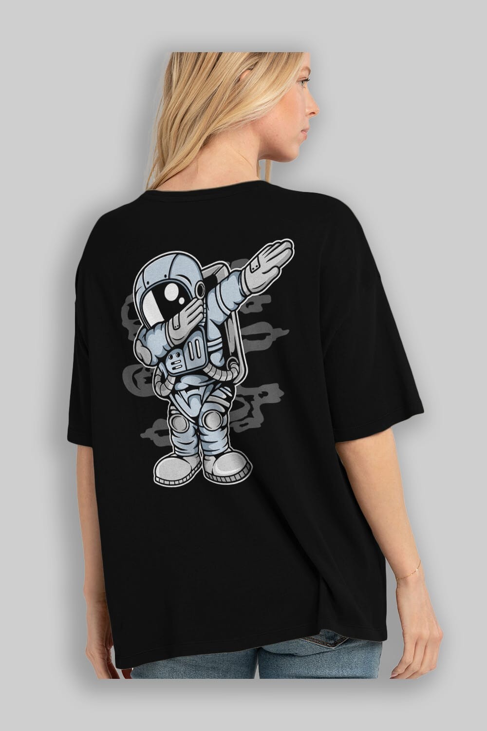 Astronaut Dab Arka Baskılı Oversize t-shirt Erkek Kadın Unisex