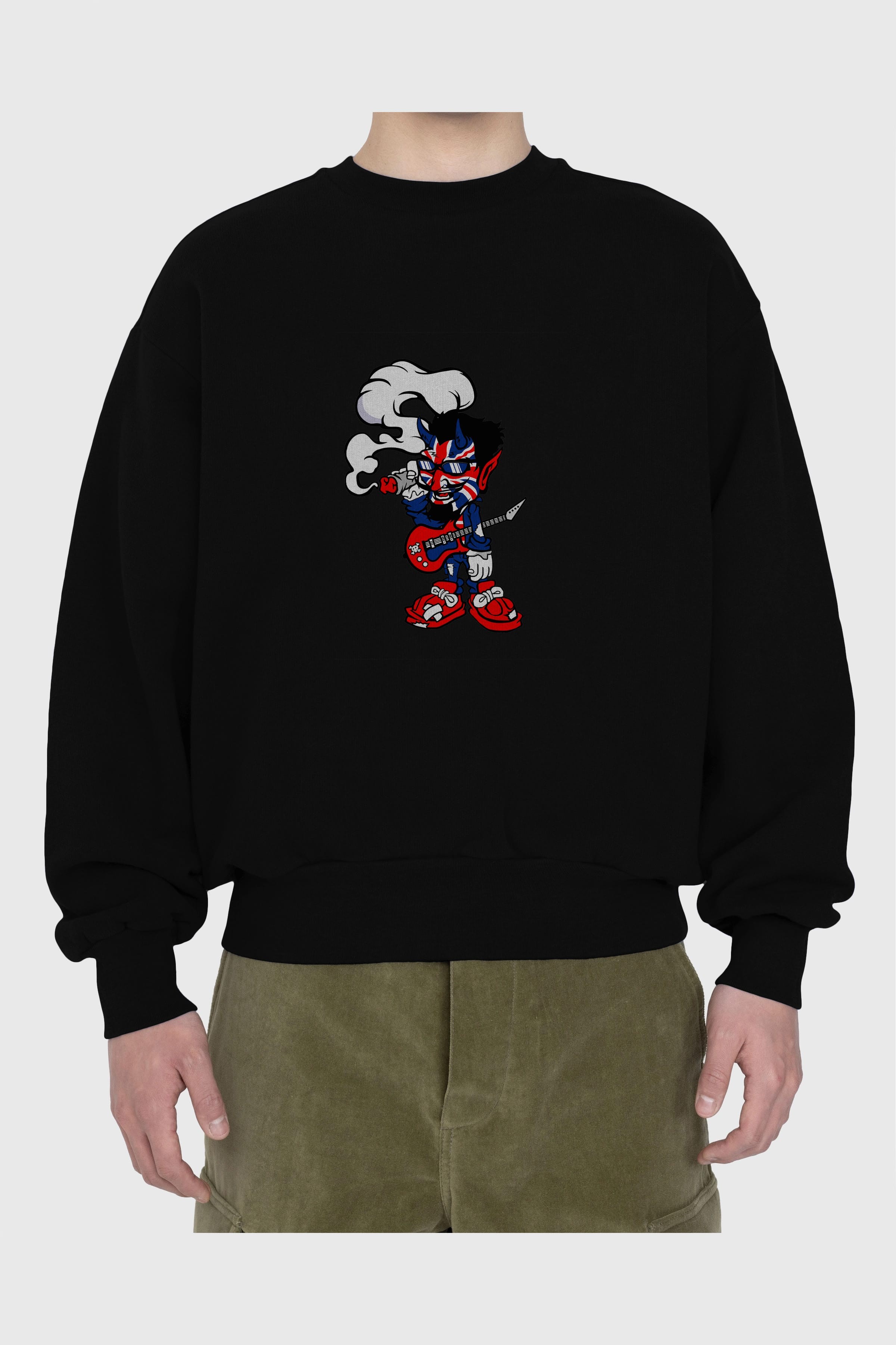 Uk Devil Rockstar Ön Baskılı Oversize Sweatshirt Erkek Kadın Unisex