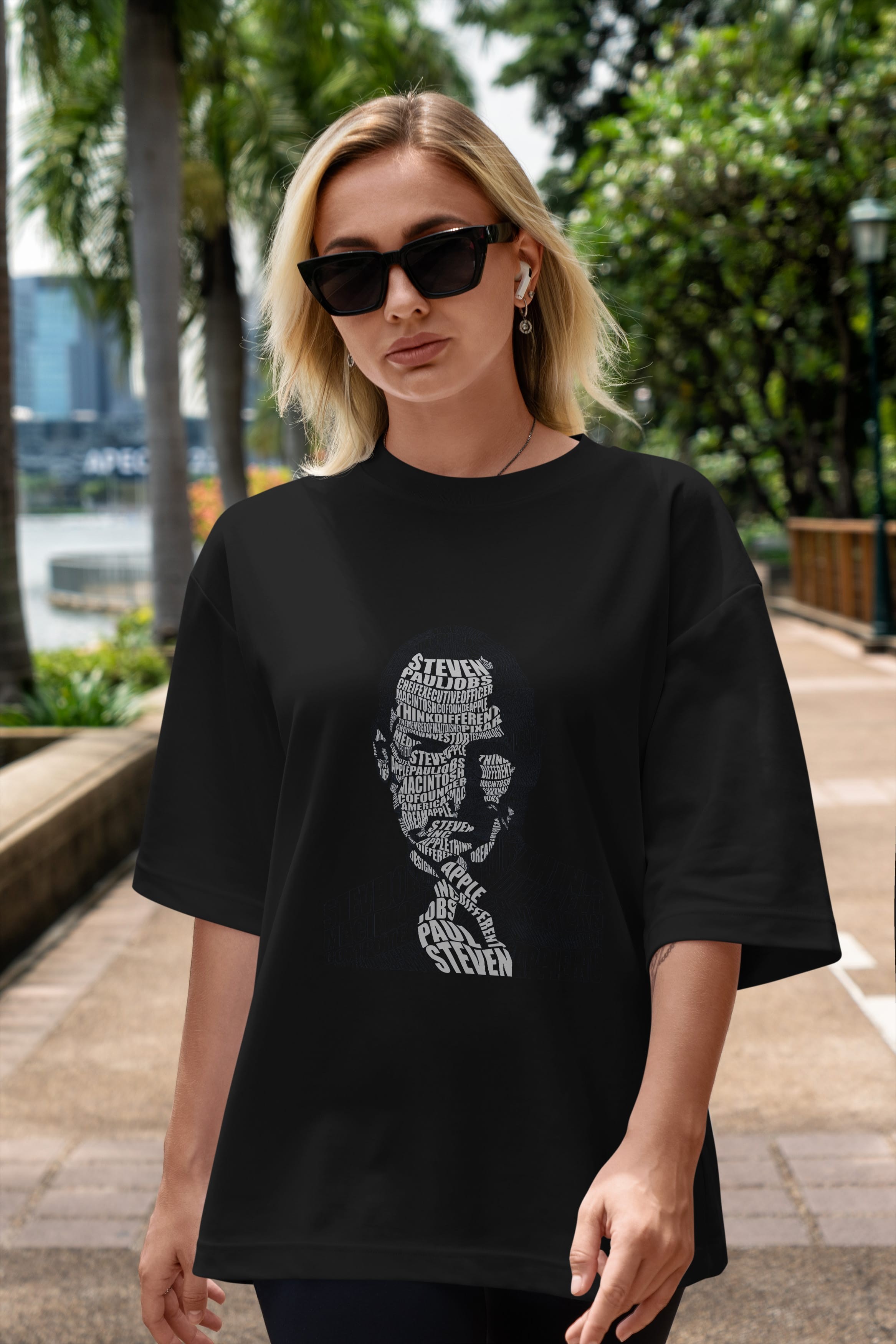 Steve Jobs Calligram Ön Baskılı Oversize t-shirt %100 pamuk Erkek Kadın Unisex