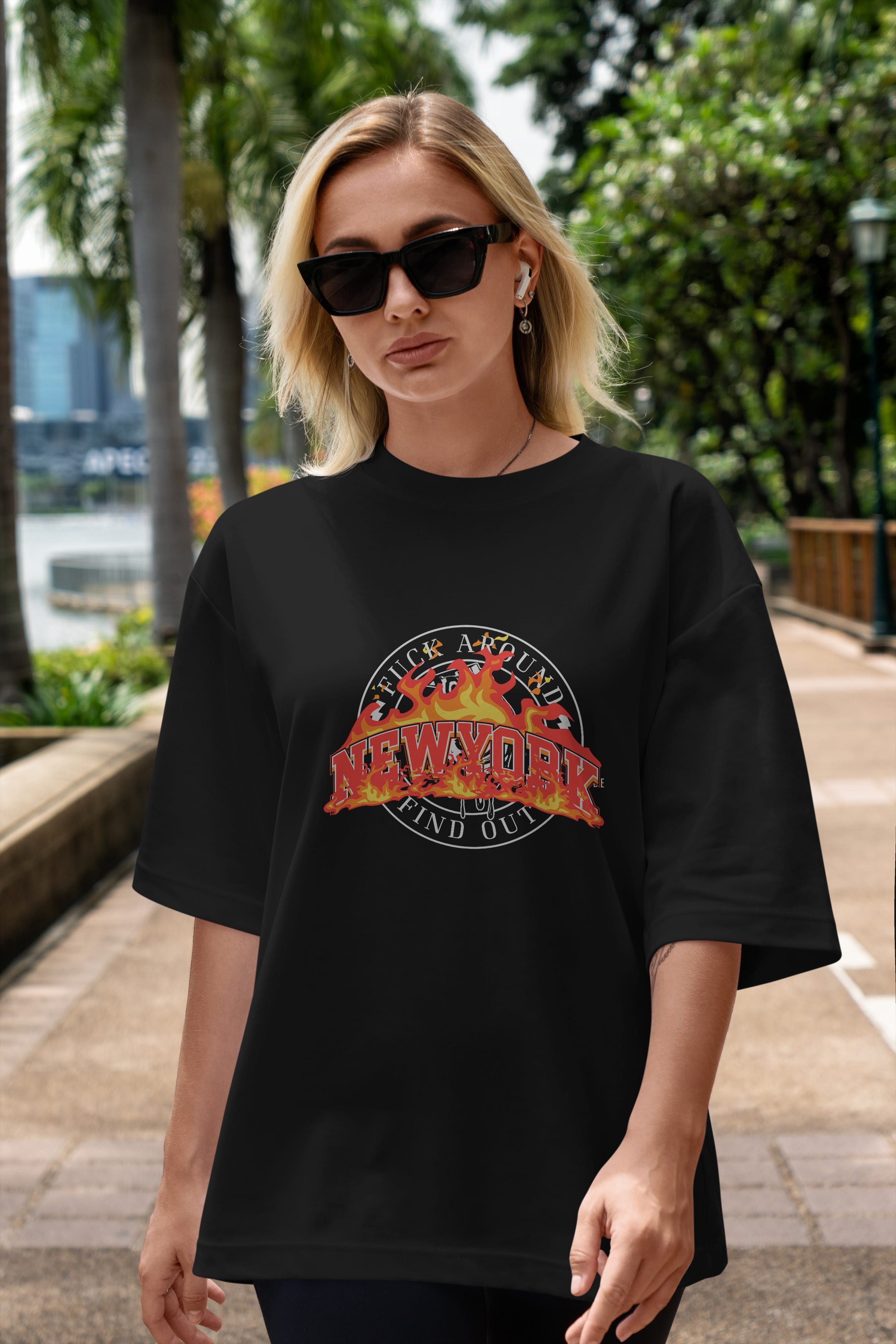 Newyork Style Ön Baskılı Oversize t-shirt Erkek Kadın Unisex