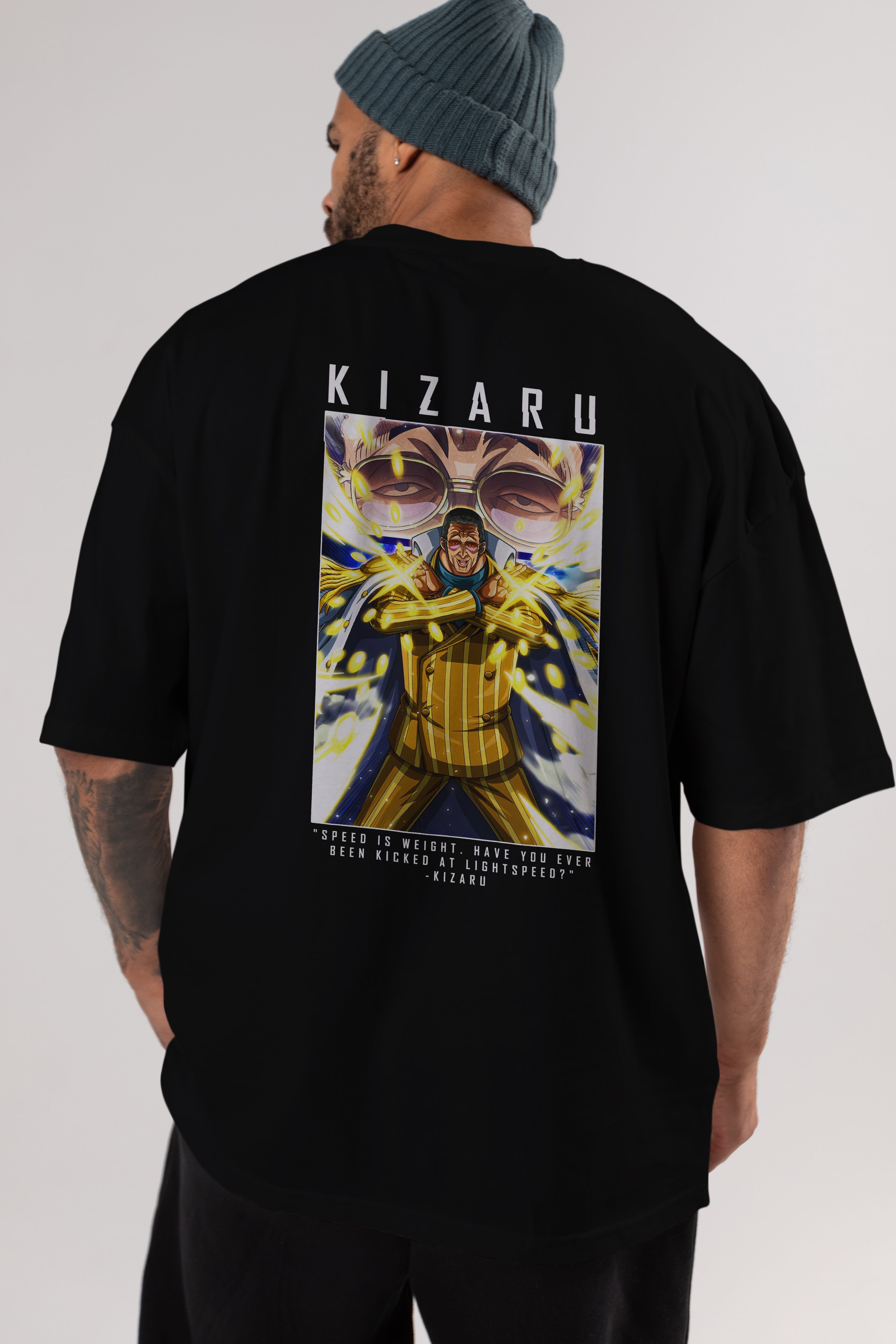 Kizaru Anime Arka Baskılı Oversize t-shirt Erkek Kadın Unisex %100 pamuk tişort