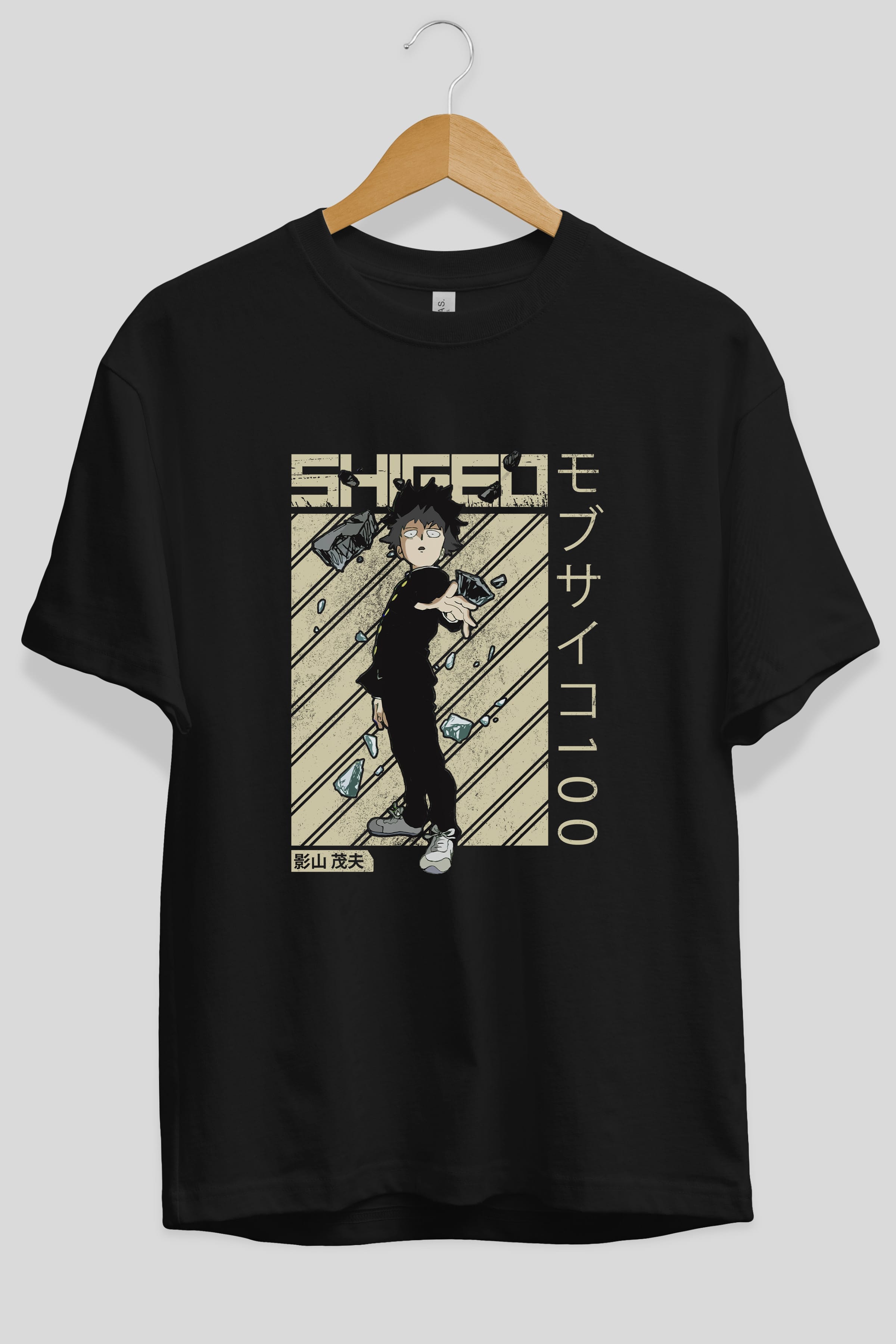 Shigeo Kageyama 3 Anime Ön Baskılı Oversize t-shirt %100 pamuk Erkek Kadın Unisex