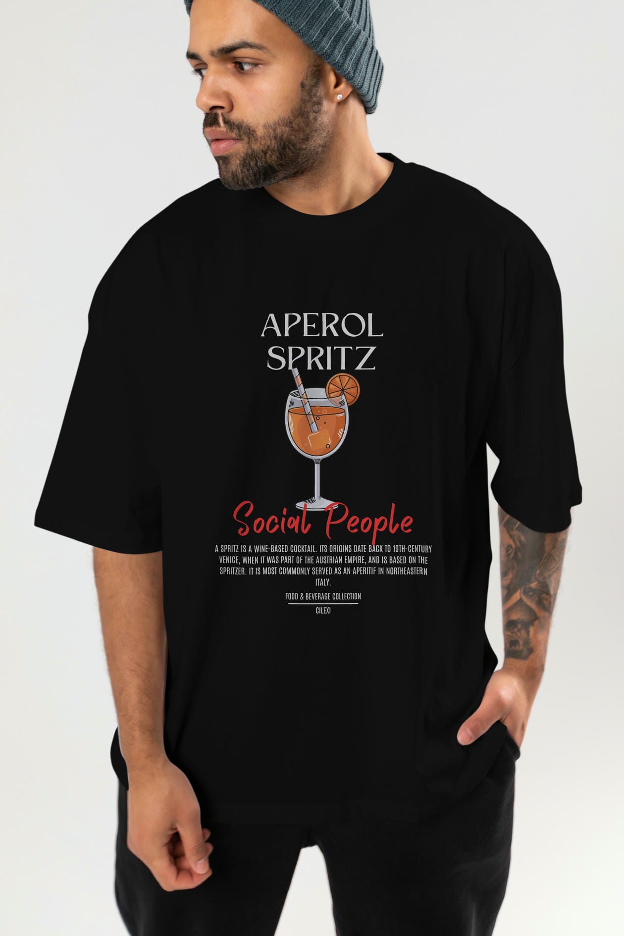 Aperol Sprıtz Kokteyl Serisi ön Baskılı Oversize t-shirt Erkek Kadın %100 Pamuk Bisiklet Yaka tişort