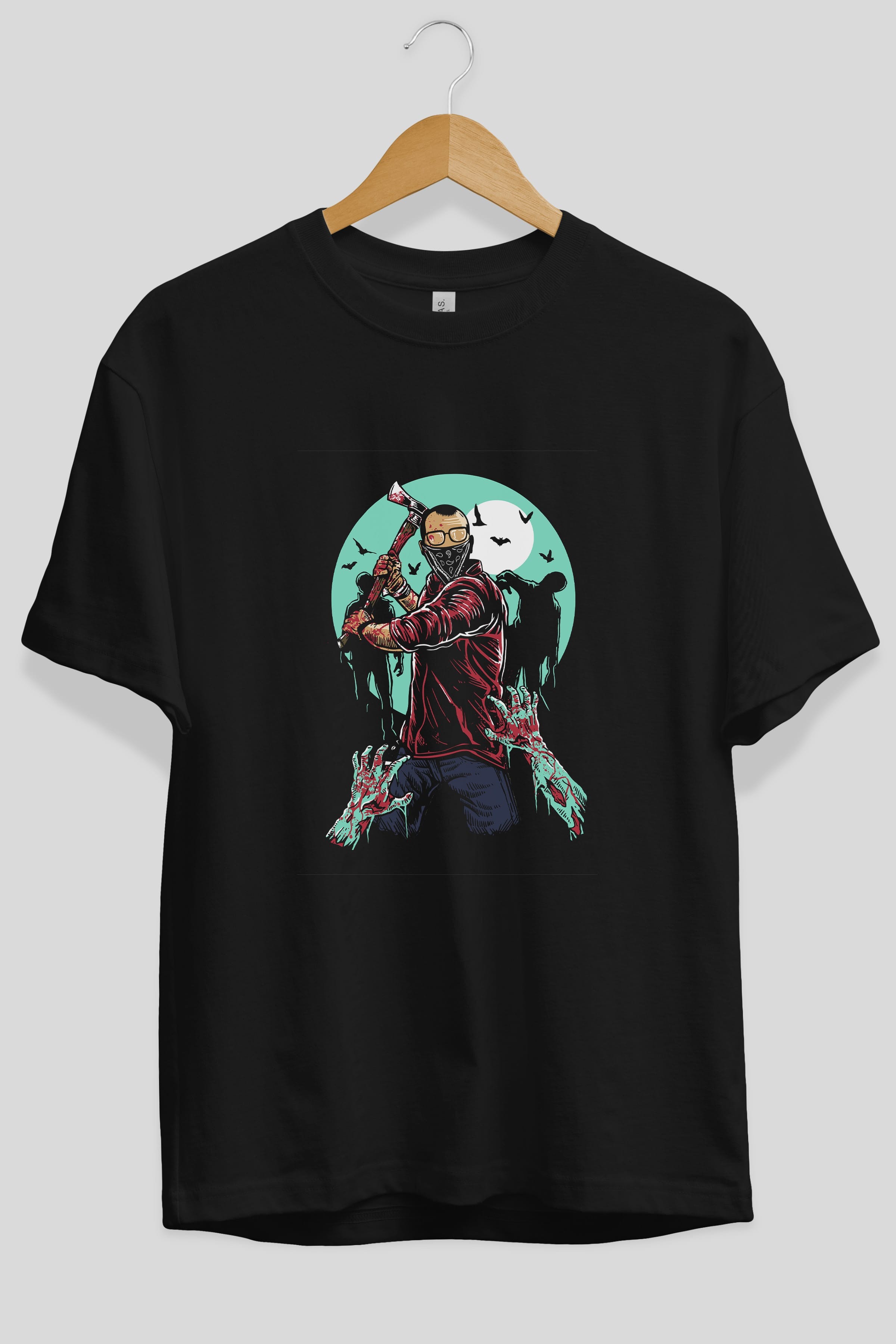 Zombie Killer Ön Baskılı Oversize t-shirt Erkek Kadın Unisex %100 Pamuk tişort