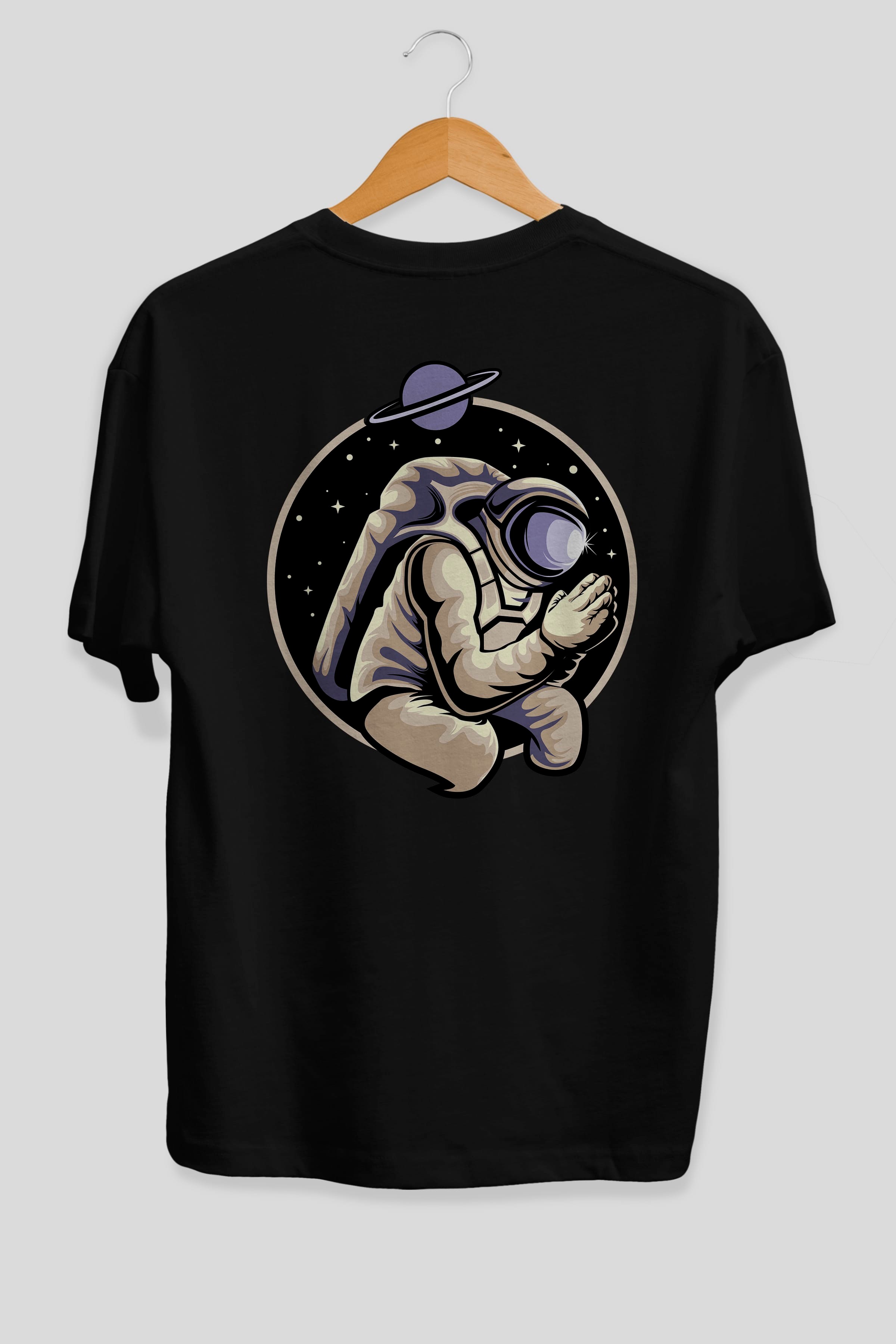 Astronaut Praying Arka Baskılı Oversize t-shirt Erkek Kadın Unisex