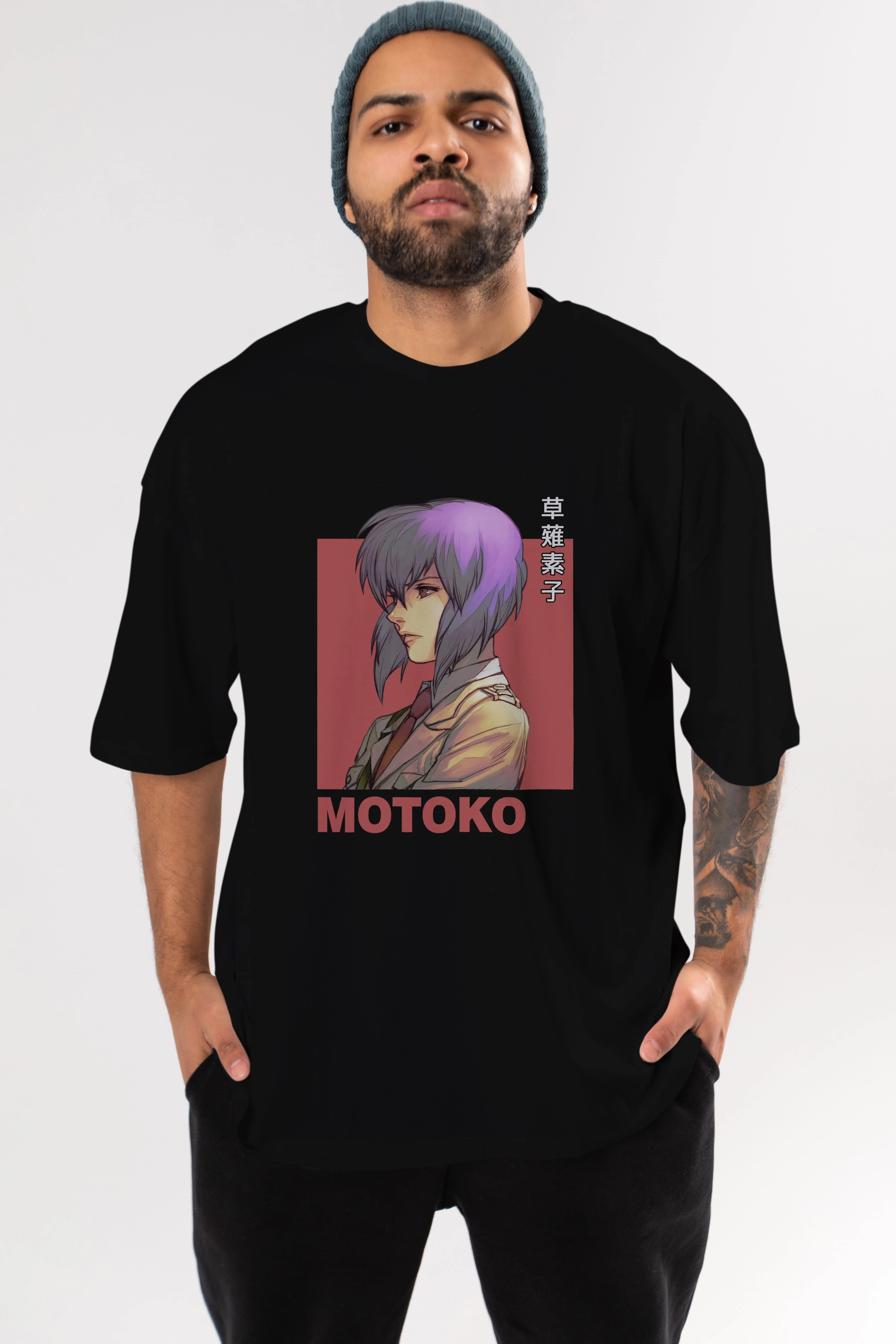Motoko Kusanagi 12 Anime Ön Baskılı Oversize t-shirt %100 pamuk Erkek Kadın Unisex
