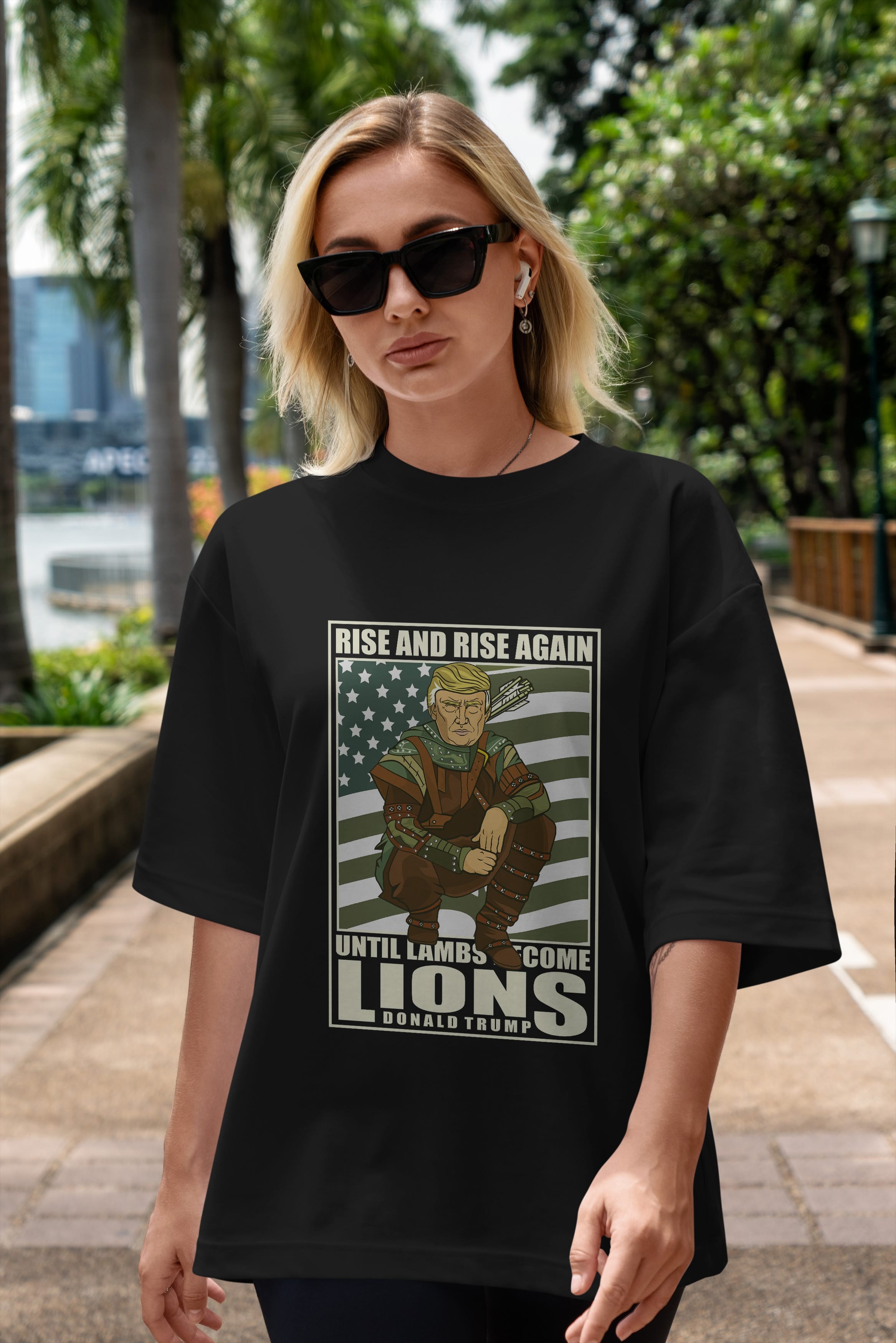 Robin Hood Trump Ön Baskılı Oversize t-shirt Erkek Kadın Unisex %100 Pamuk tişort