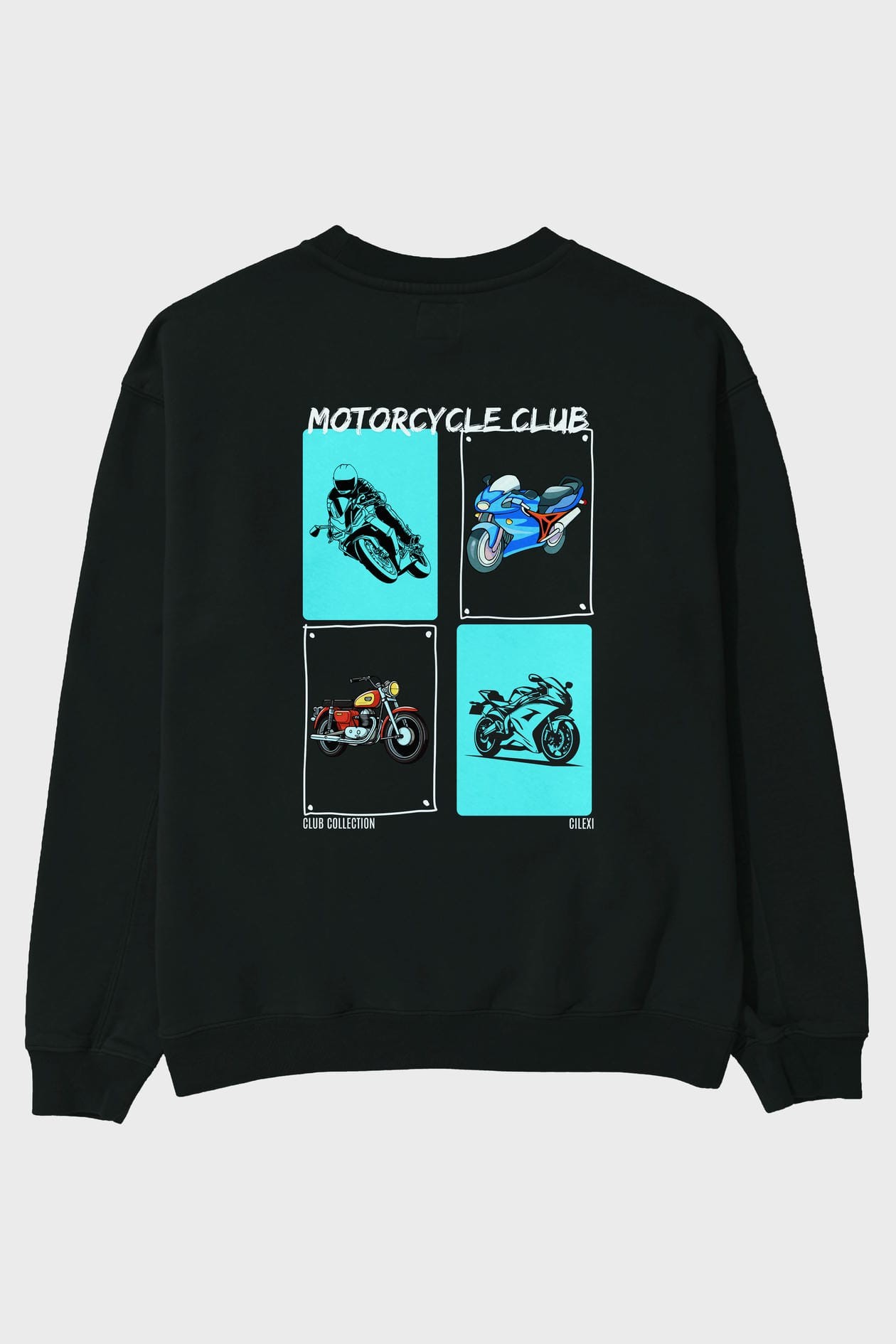 Motorcycle Club Arka Baskılı Oversize Sweatshirt Erkek Kadın Unisex
