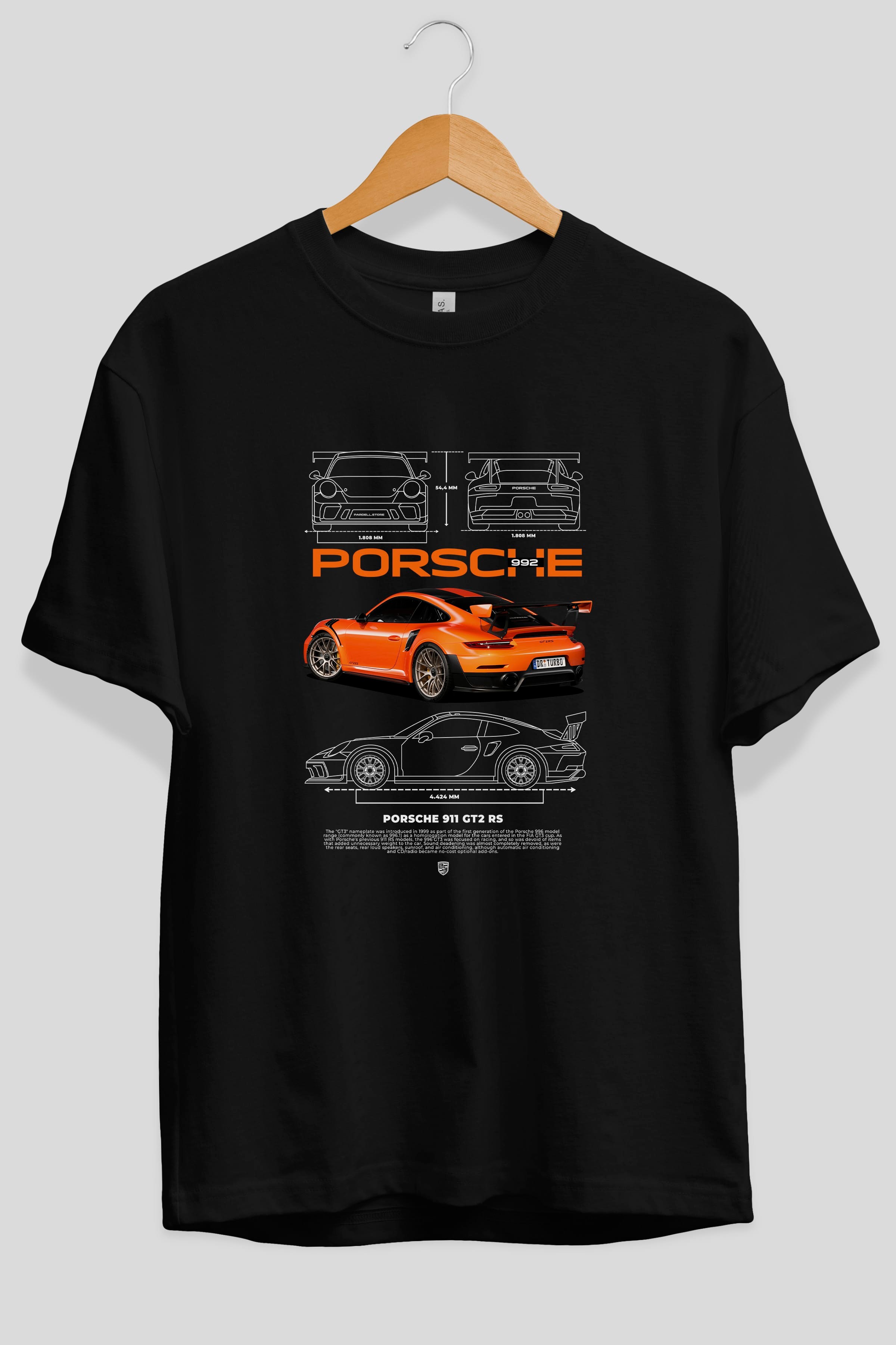 PORSCHE 992 Ön Baskılı Oversize t-shirt Erkek Kadın Unisex %100 Pamuk Bisiklet Yaka tişort