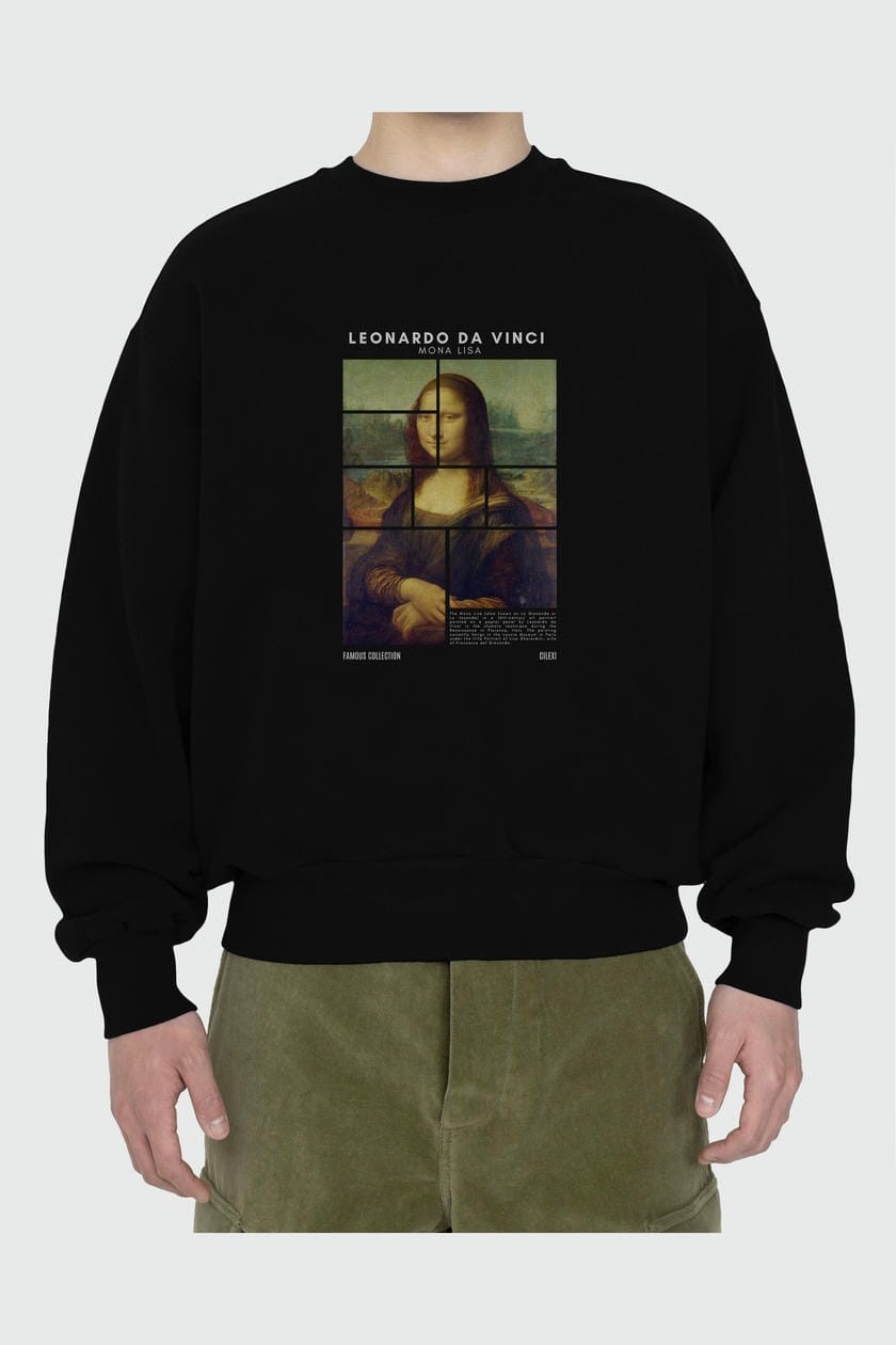 Leonardo Da Vinci Mona Lisa ön Baskılı Oversize Sweatshirt Erkek Kadın Unisex