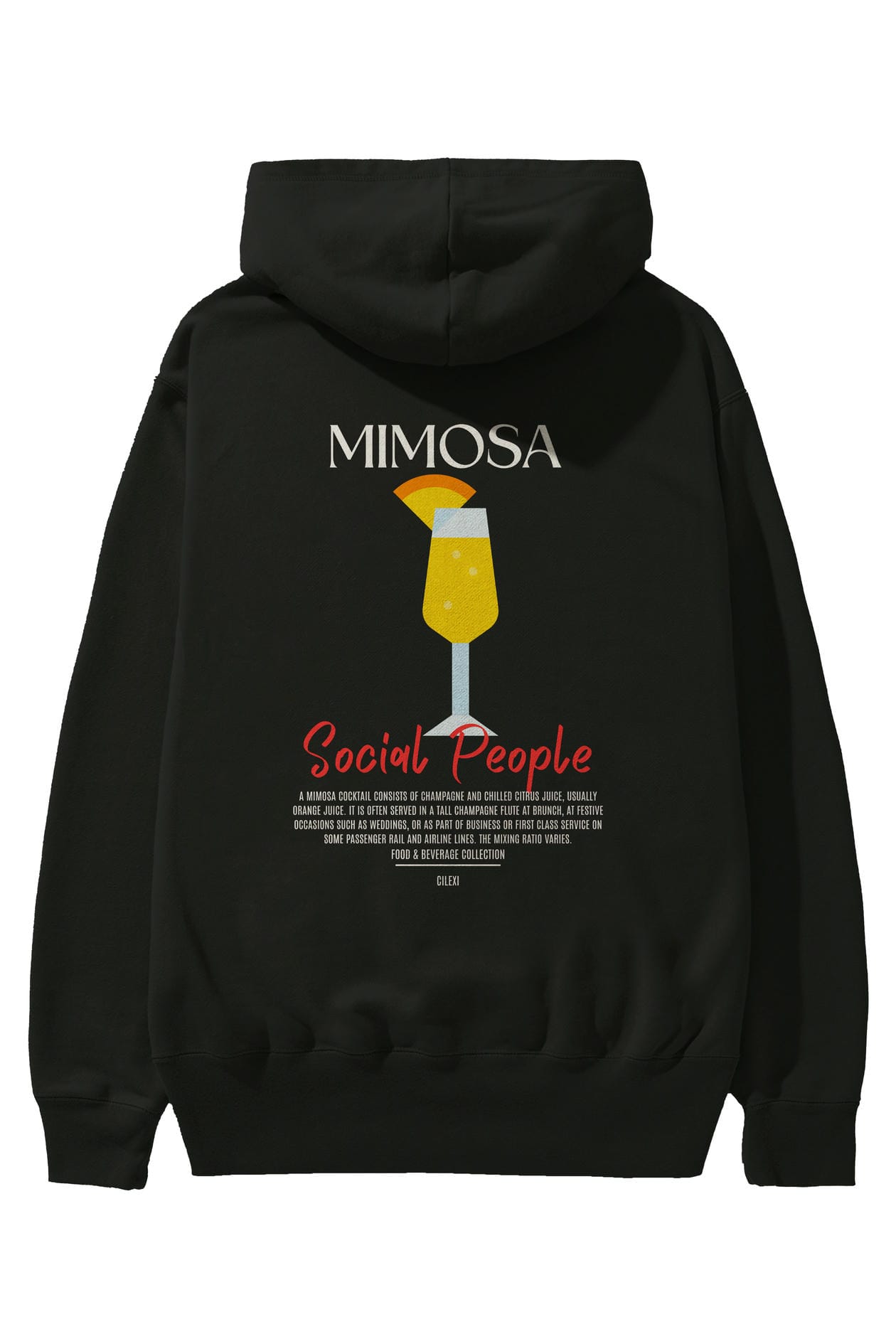Mimosa Kokteyl Arka Baskılı Hoodie Oversize Kapüşonlu Sweatshirt Erkek Kadın