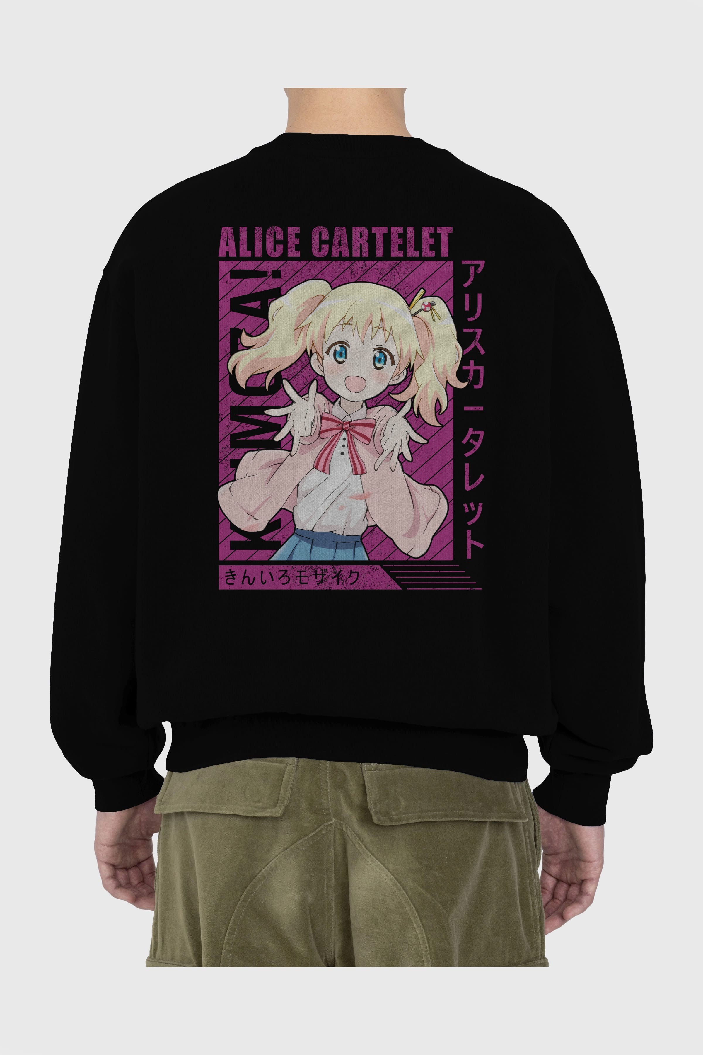 Alice Cartelet 12 Anime Arka Baskılı Oversize Sweatshirt Erkek Kadın Unisex