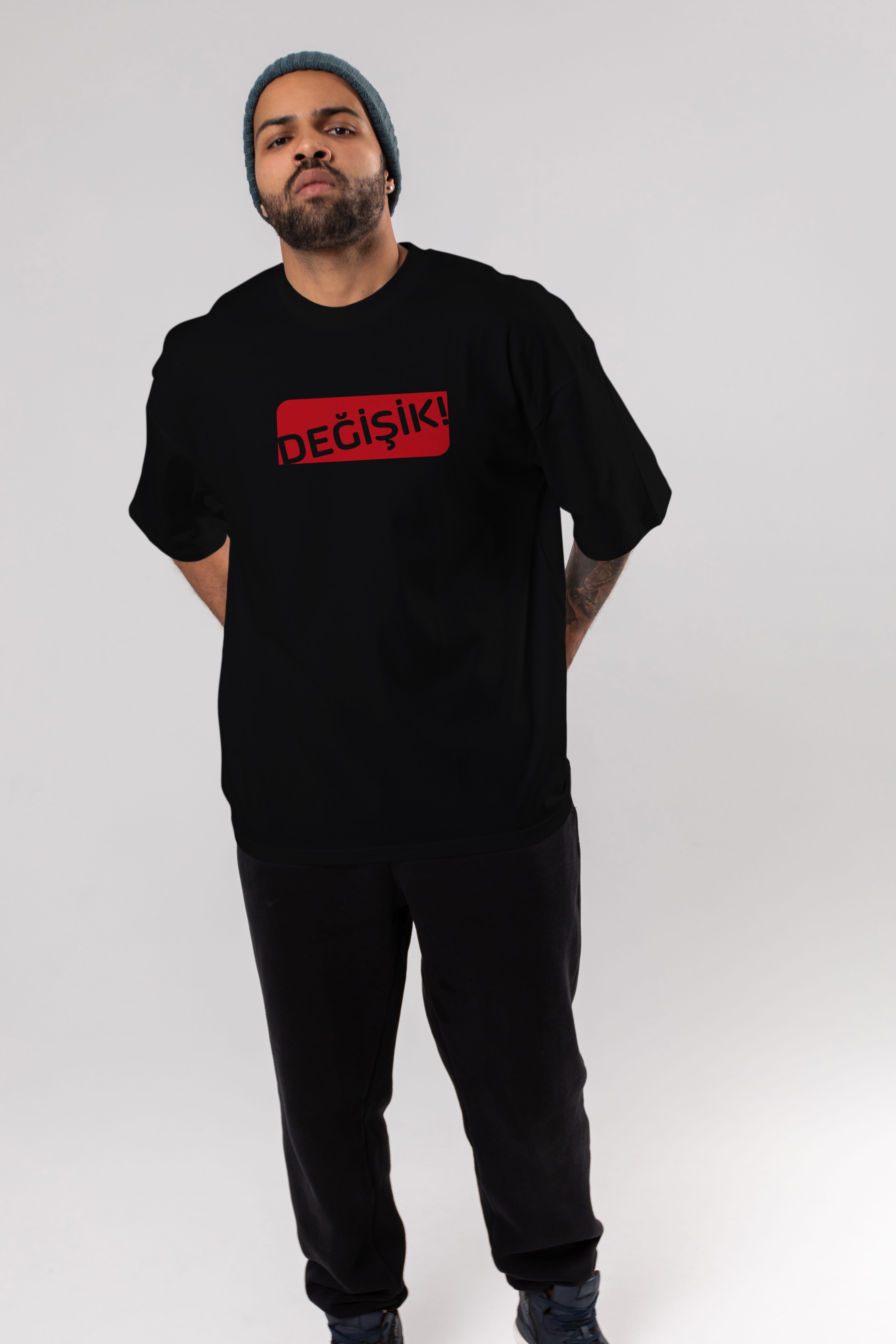 Değişik Ön Baskılı Oversize t-shirt %100 pamuk Erkek Kadın Unisex