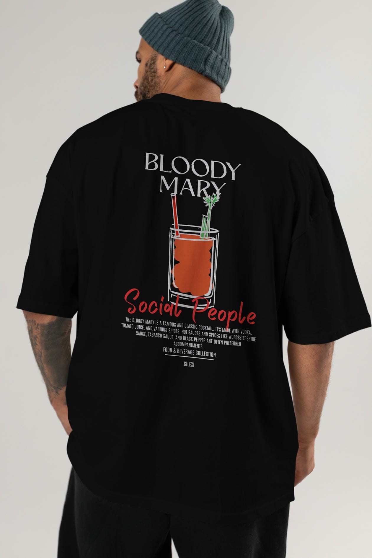 Bloody Mary Kokteyl Serisi Baskılı Oversize t-shirt Erkek Kadın Unisex %100 Pamuk Bisiklet Yaka tişort