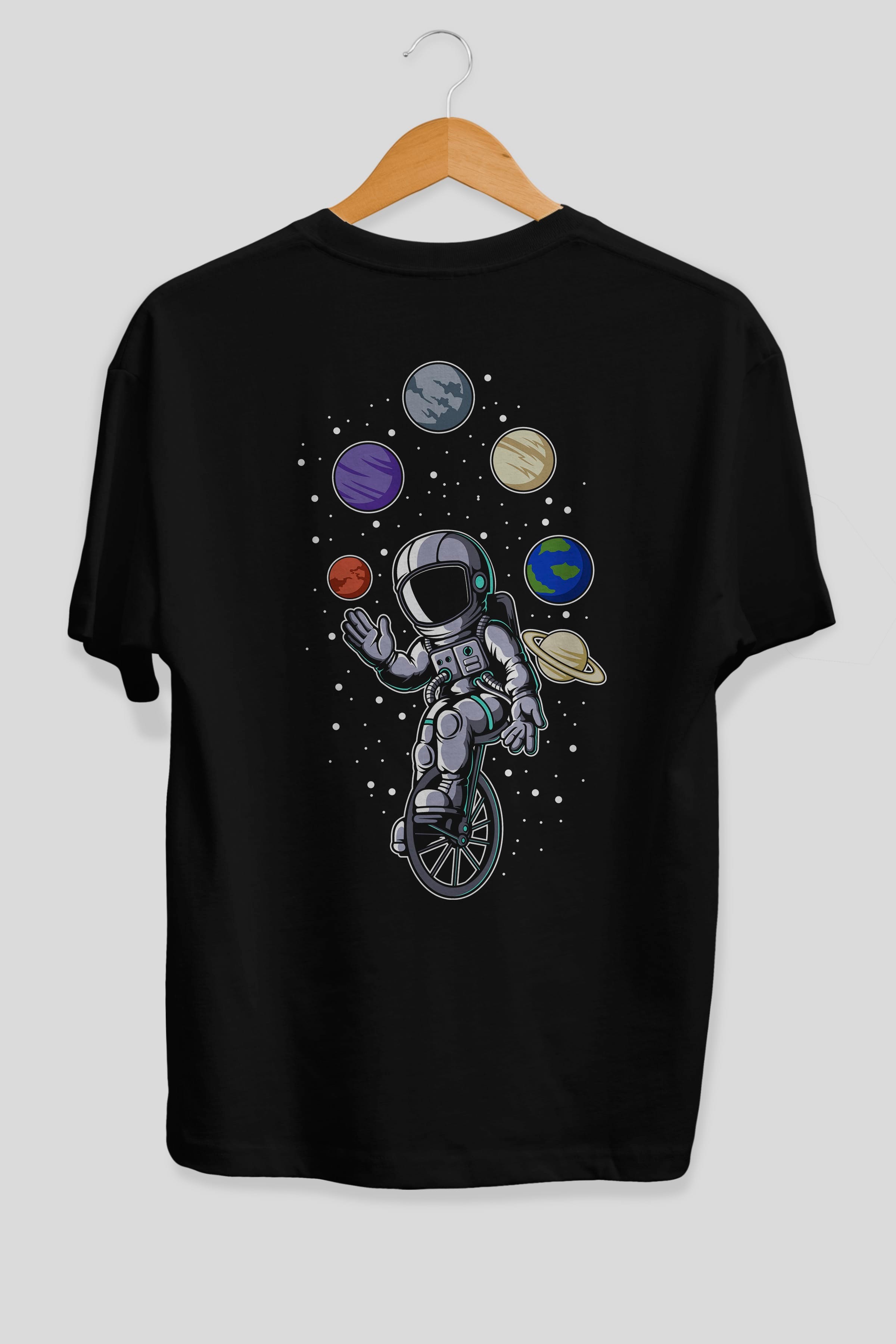 Astronaut Circus Arka Baskılı Oversize t-shirt Erkek Kadın Unisex