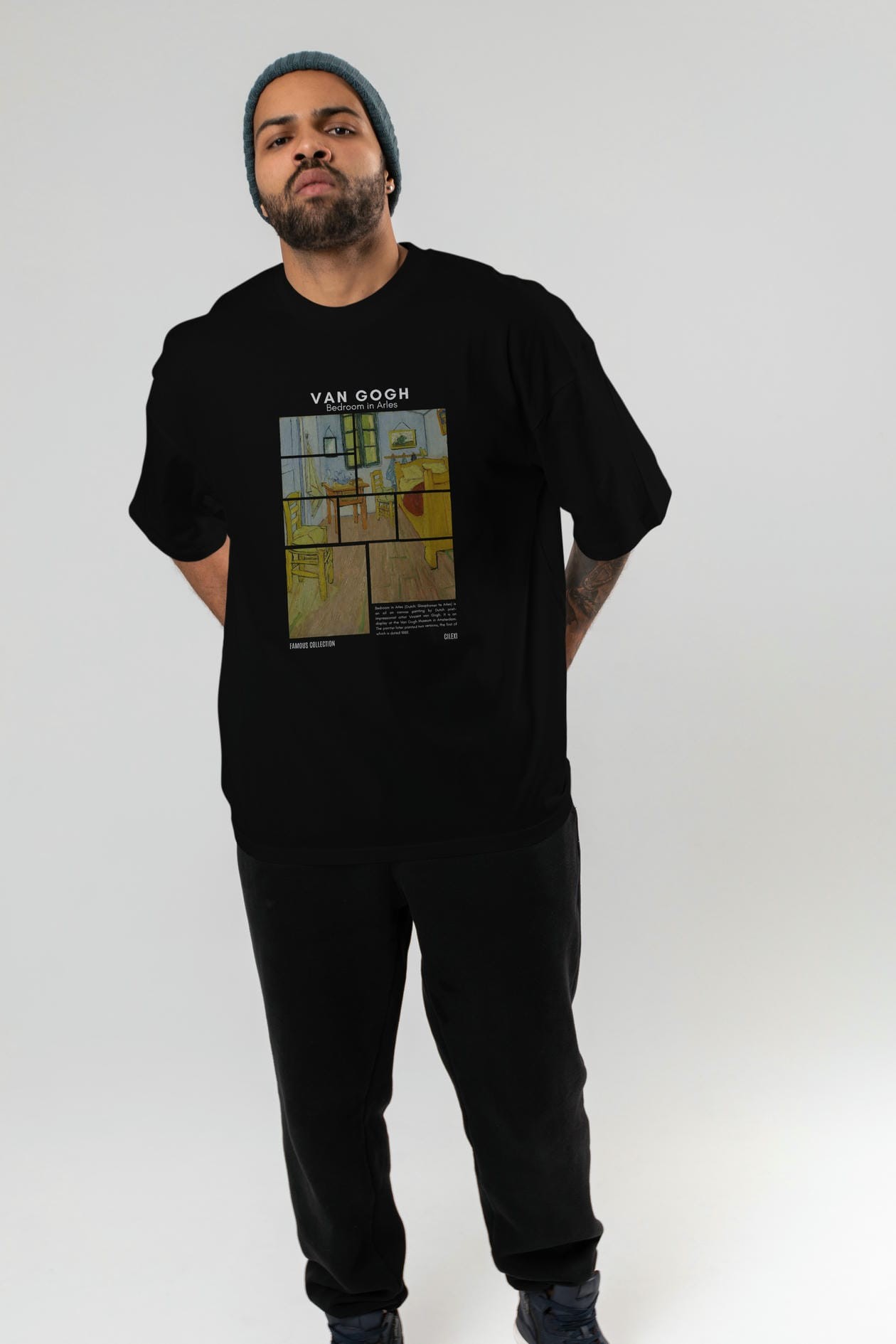 Van Gogh ön Baskılı Oversize t-shirt Erkek Kadın Bisiklet Yaka Pamuk tişort
