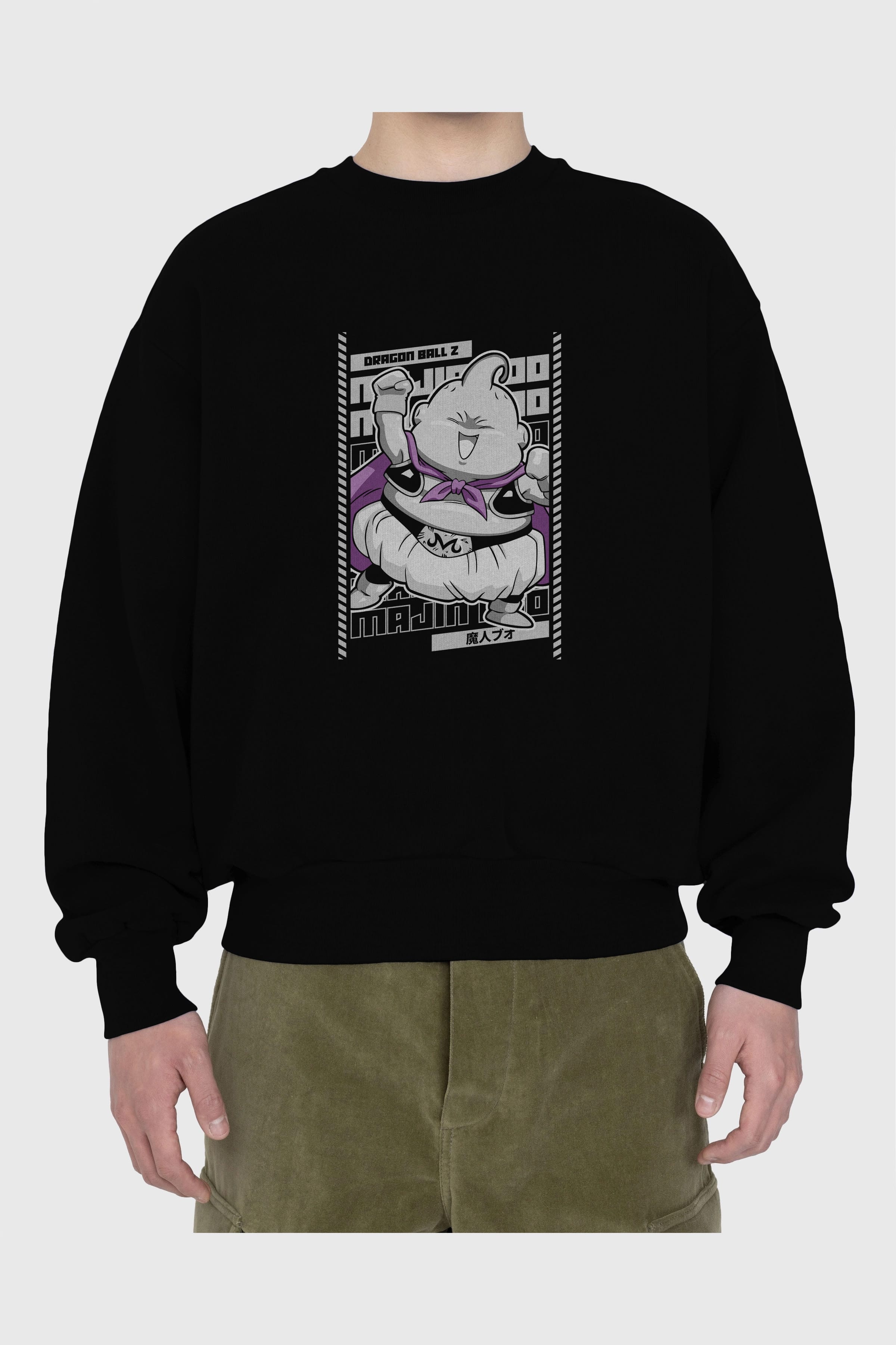 MAJIN BOO2 Anime Ön Baskılı Oversize Sweatshirt Erkek Kadın Unisex