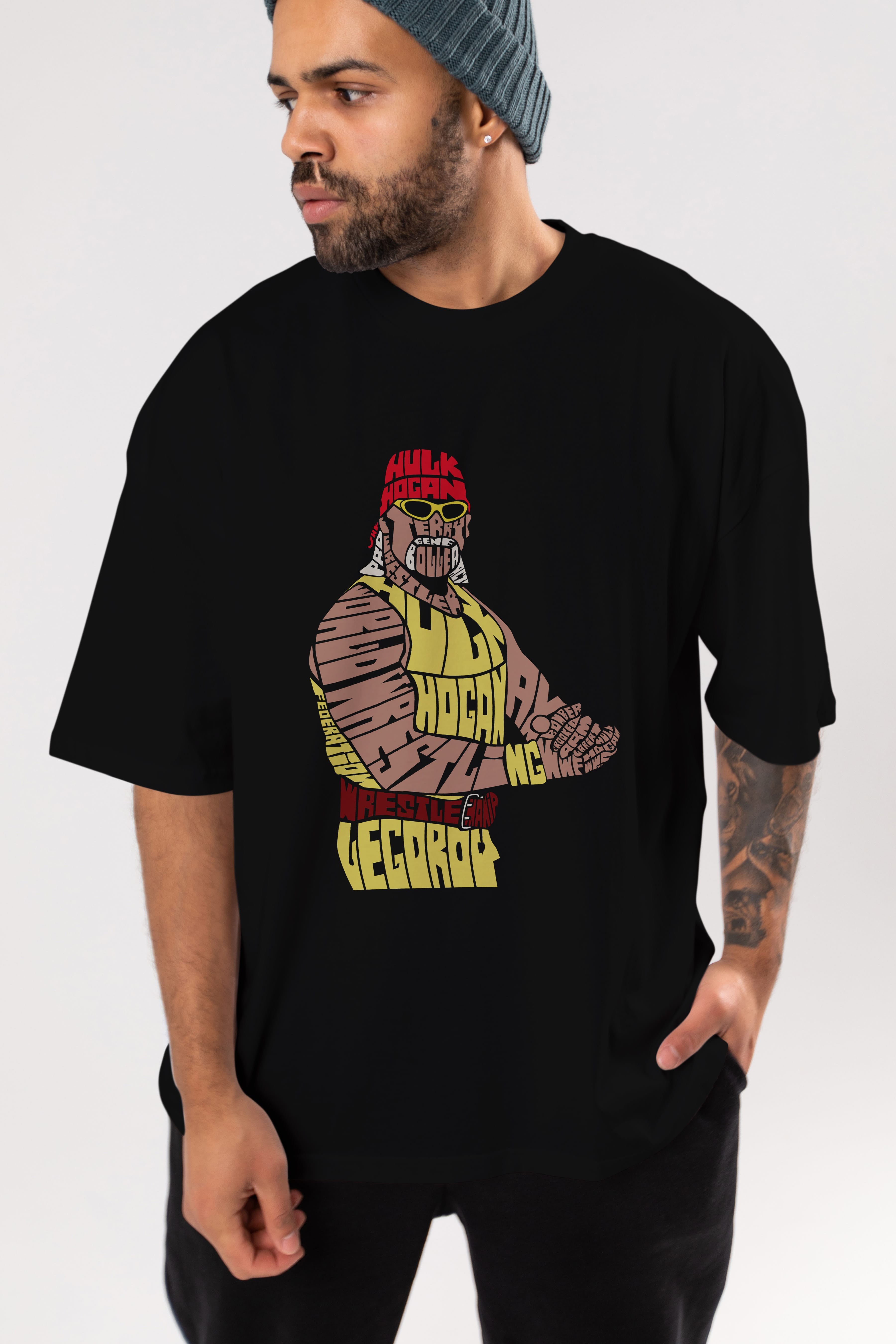 Hulk Hogan Ön Baskılı Oversize t-shirt %100 pamuk Erkek Kadın Unisex