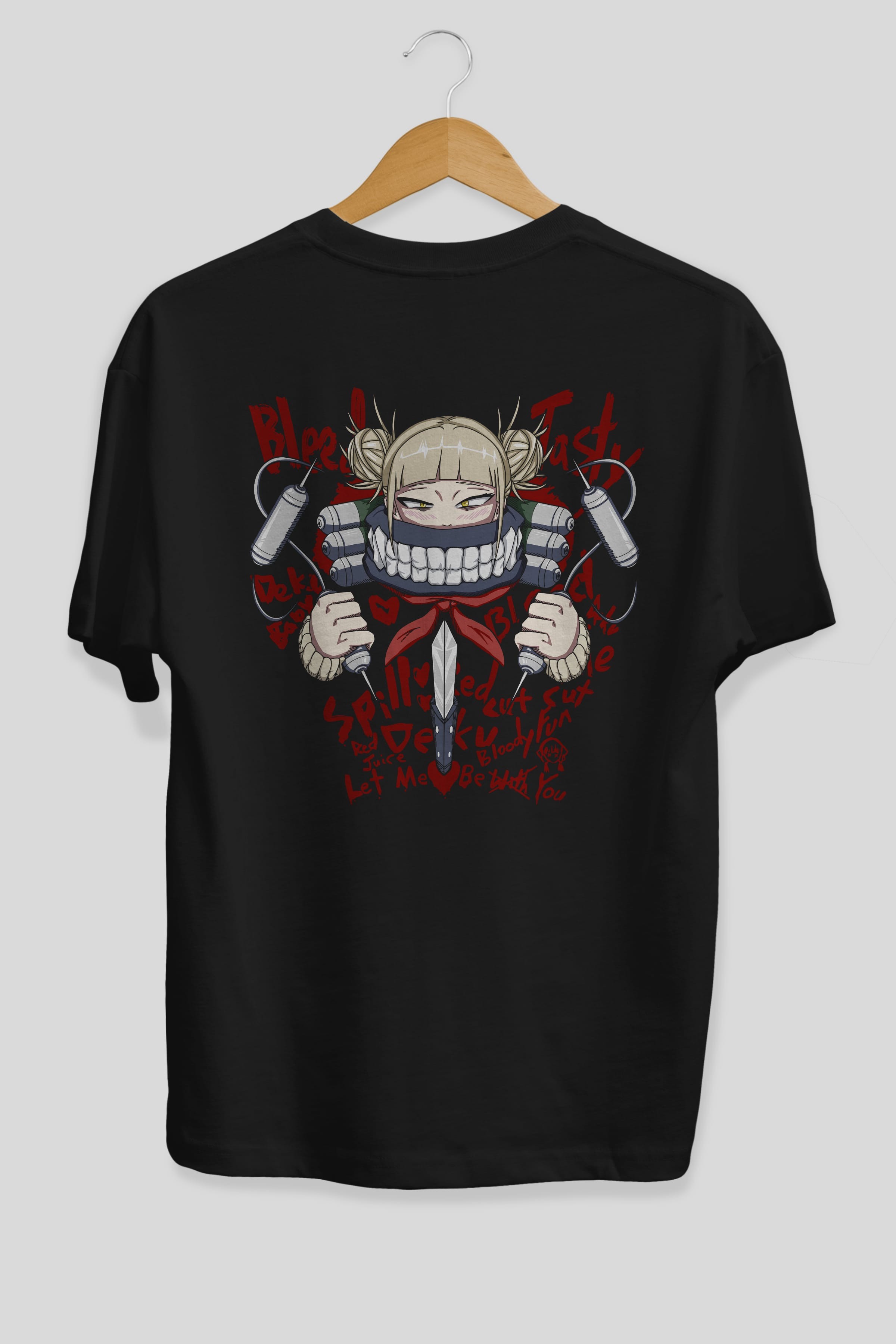 Himiko Toga 1 Anime Arka Baskılı Oversize t-shirt Erkek Kadın Unisex