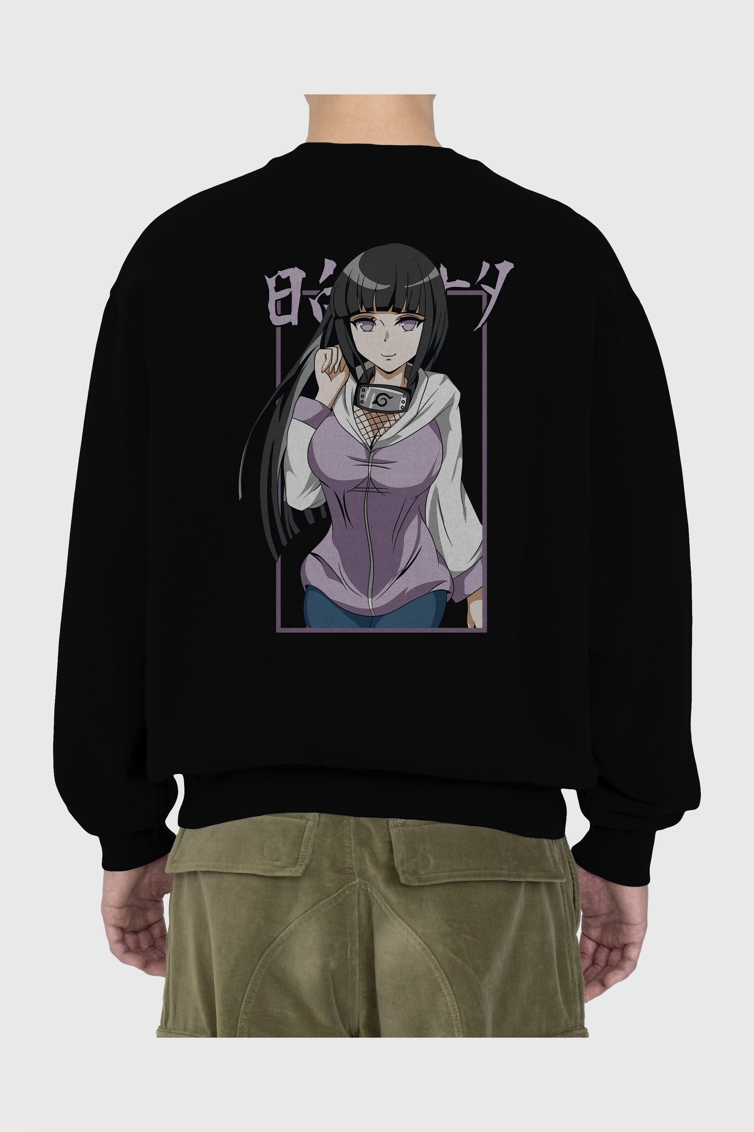 Hinata NARUTO Anime Arka Baskılı Oversize Sweatshirt Erkek Kadın Unisex