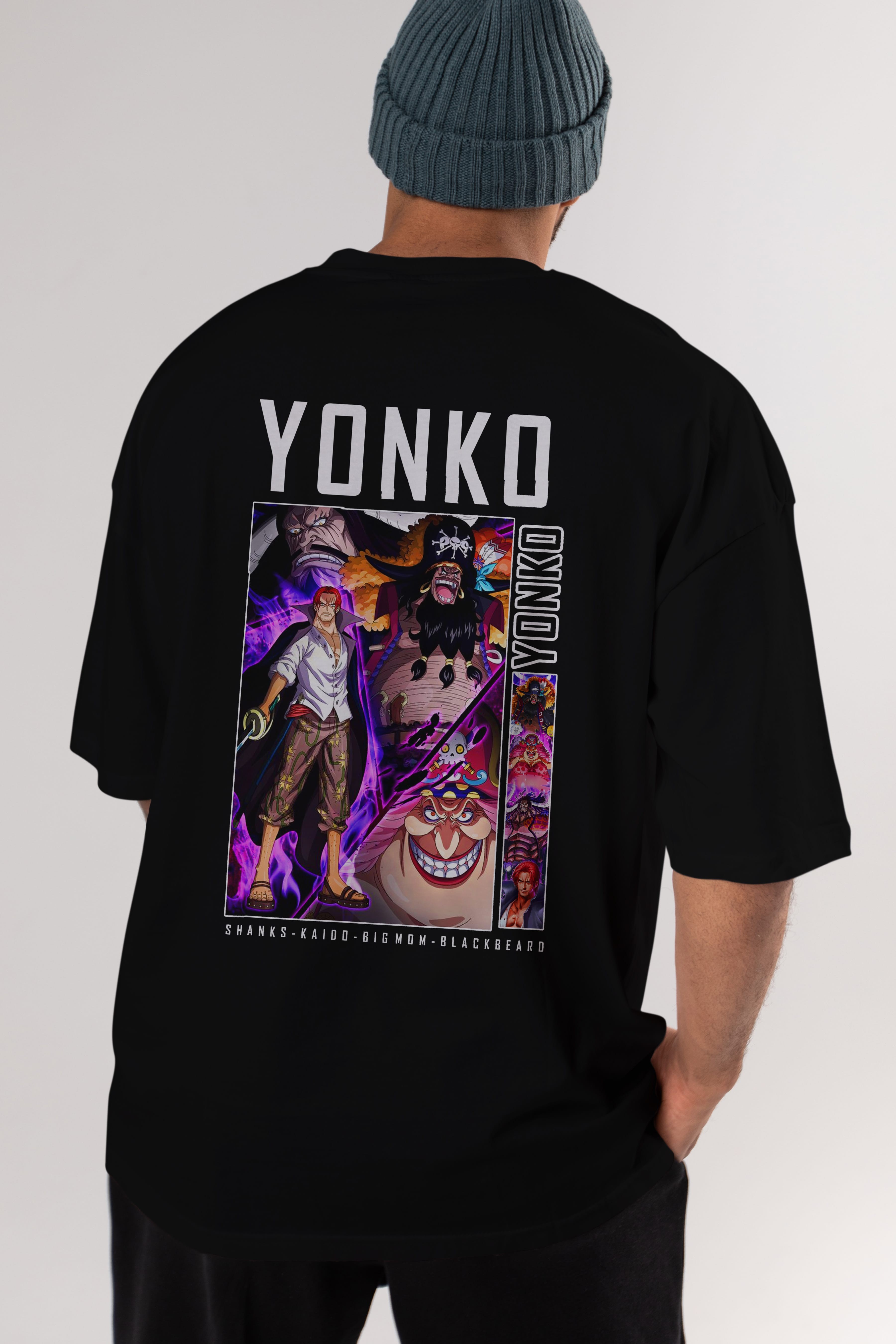 Yonko Anime Arka Baskılı Oversize t-shirt Erkek Kadın Unisex %100 pamuk tişort