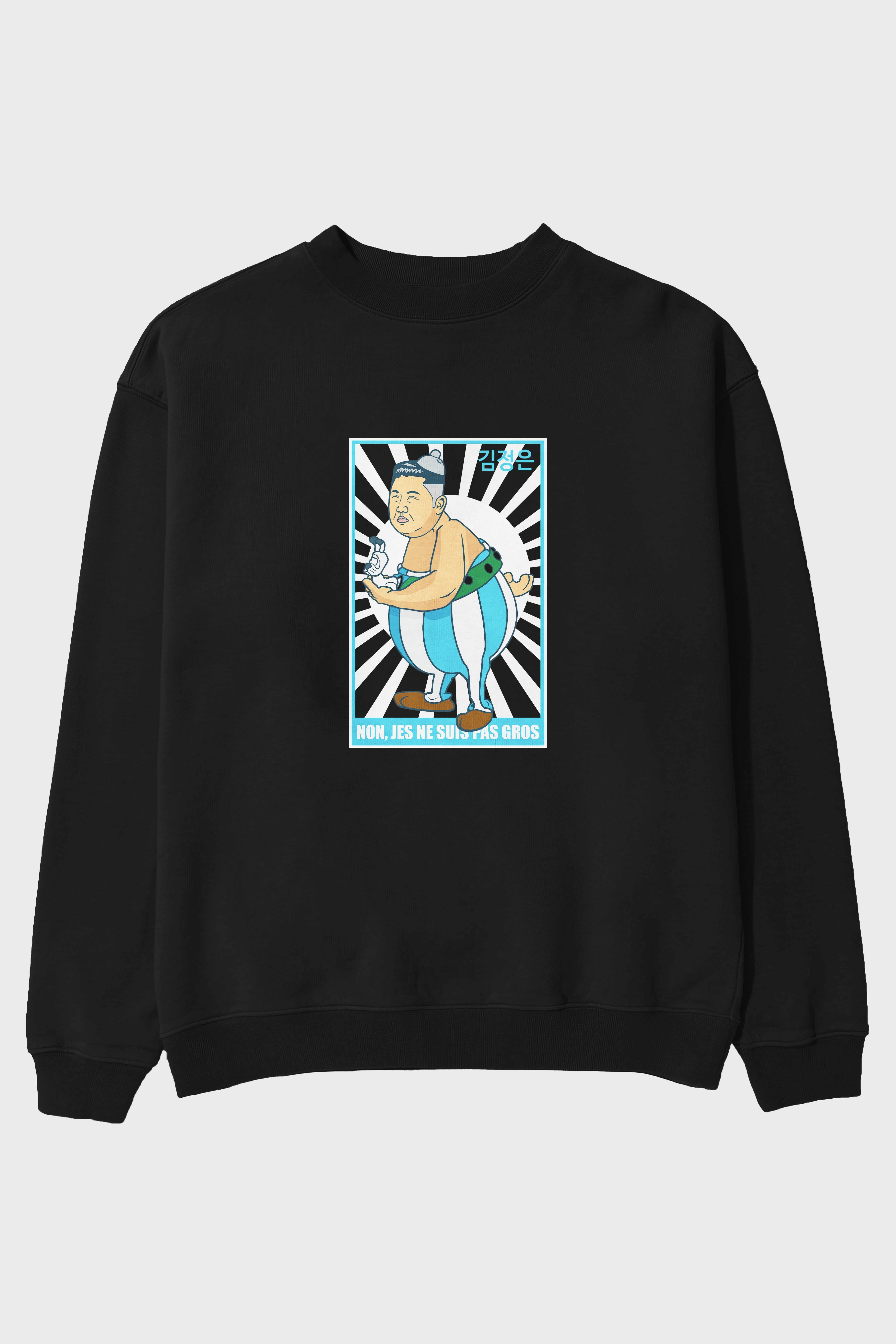 Obelix Jong Un Ön Baskılı Oversize Sweatshirt Erkek Kadın Unisex