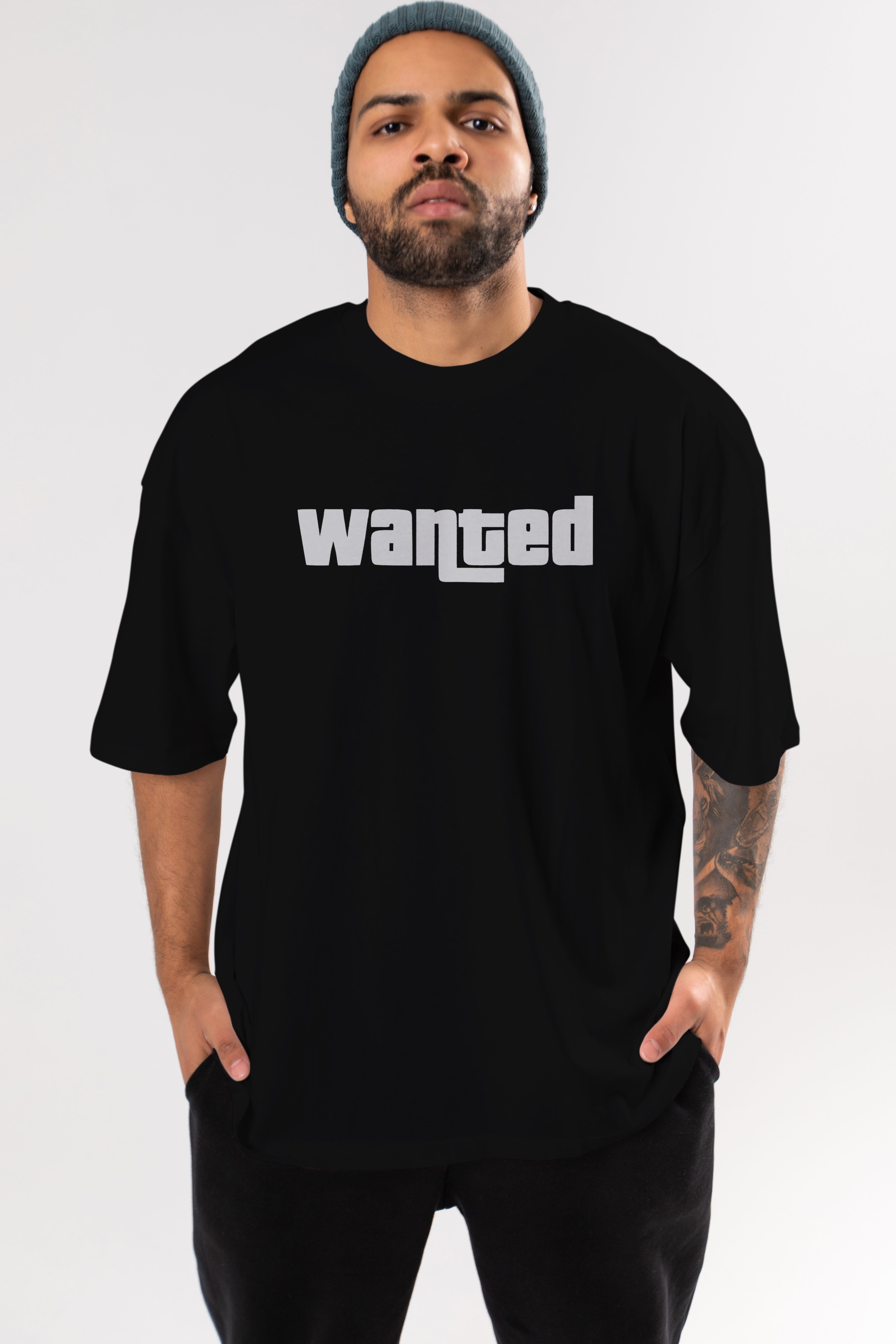 Wanted Ön Baskılı Oversize t-shirt %100 pamuk Erkek Kadın Unisex