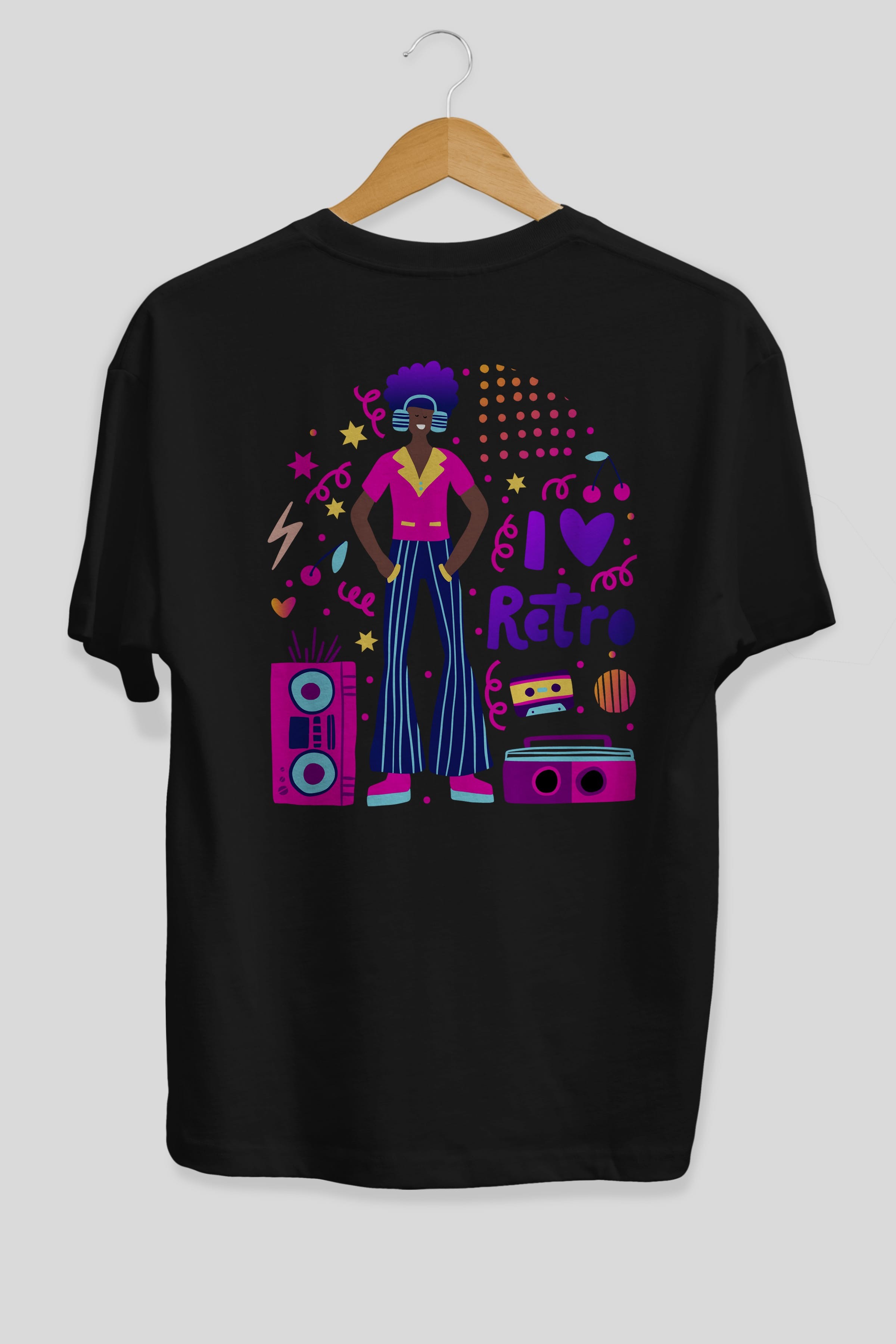 Retro Boy Party Arka Baskılı Oversize t-shirt Erkek Kadın Unisex