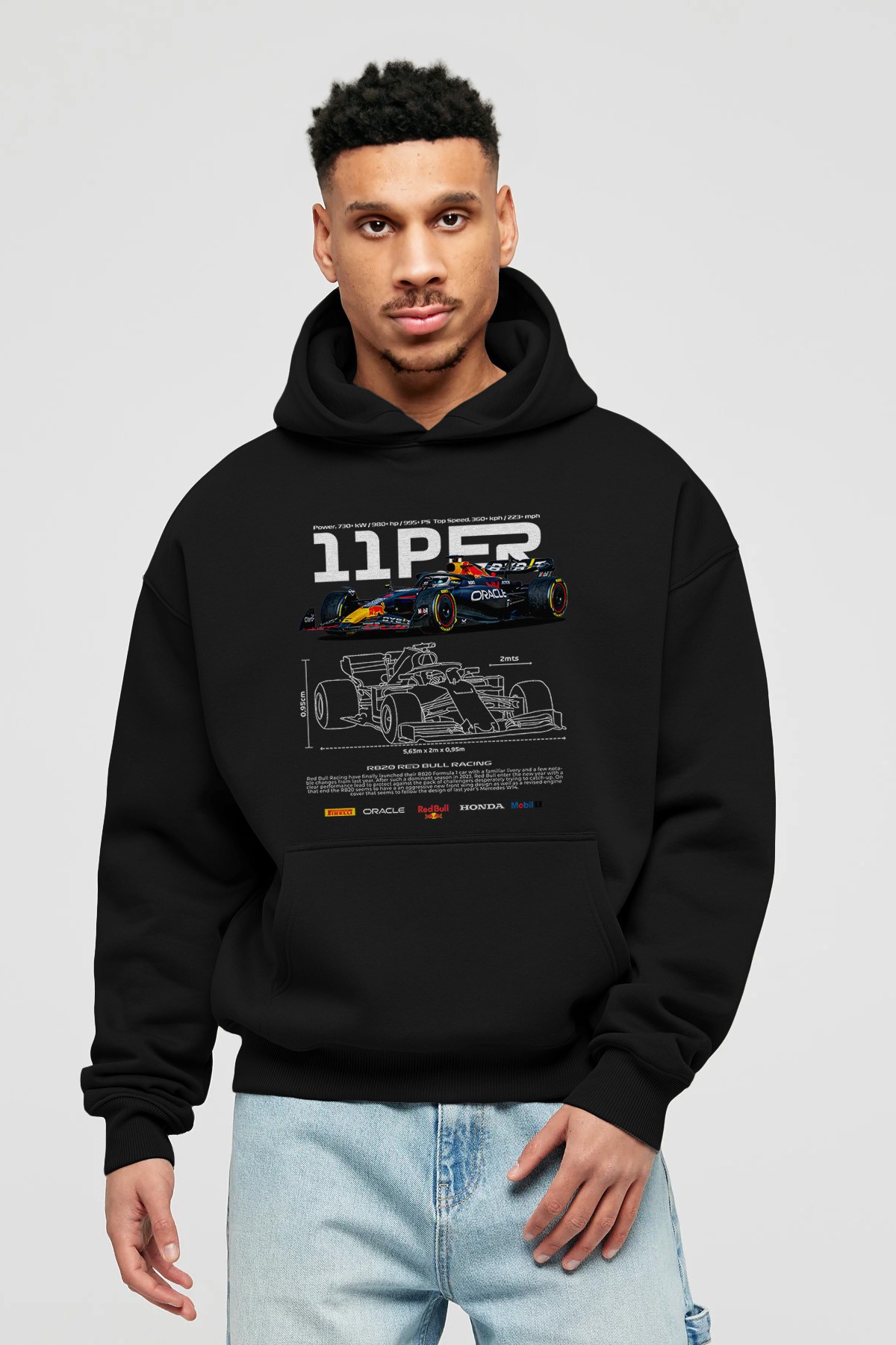 SERGIO PEREZ F1 Ön Baskılı Hoodie Oversize Kapüşonlu Sweatshirt Erkek Kadın Unisex