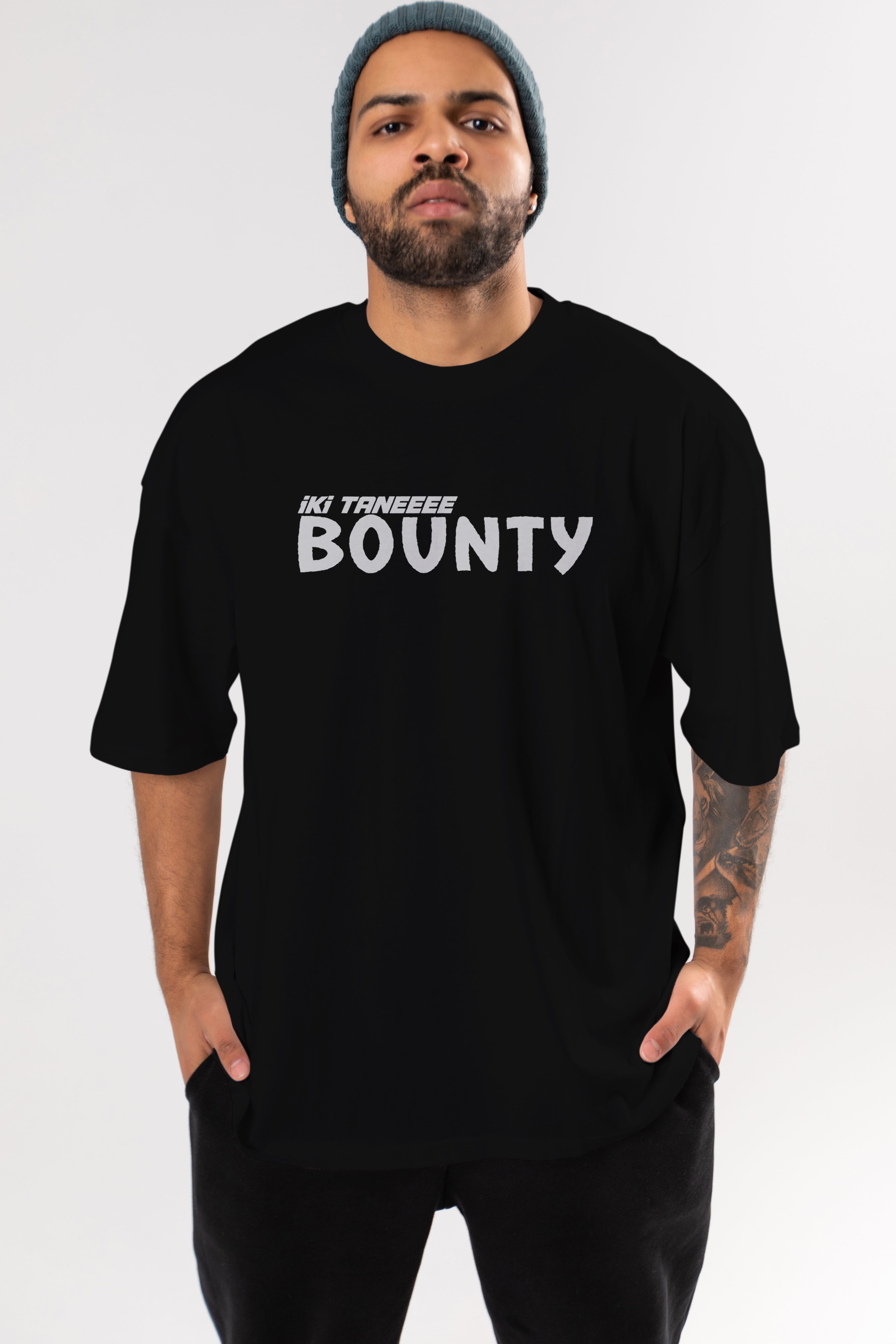 İki Tane Bounty Ön Baskılı Oversize t-shirt %100 pamuk Erkek Kadın Unisex